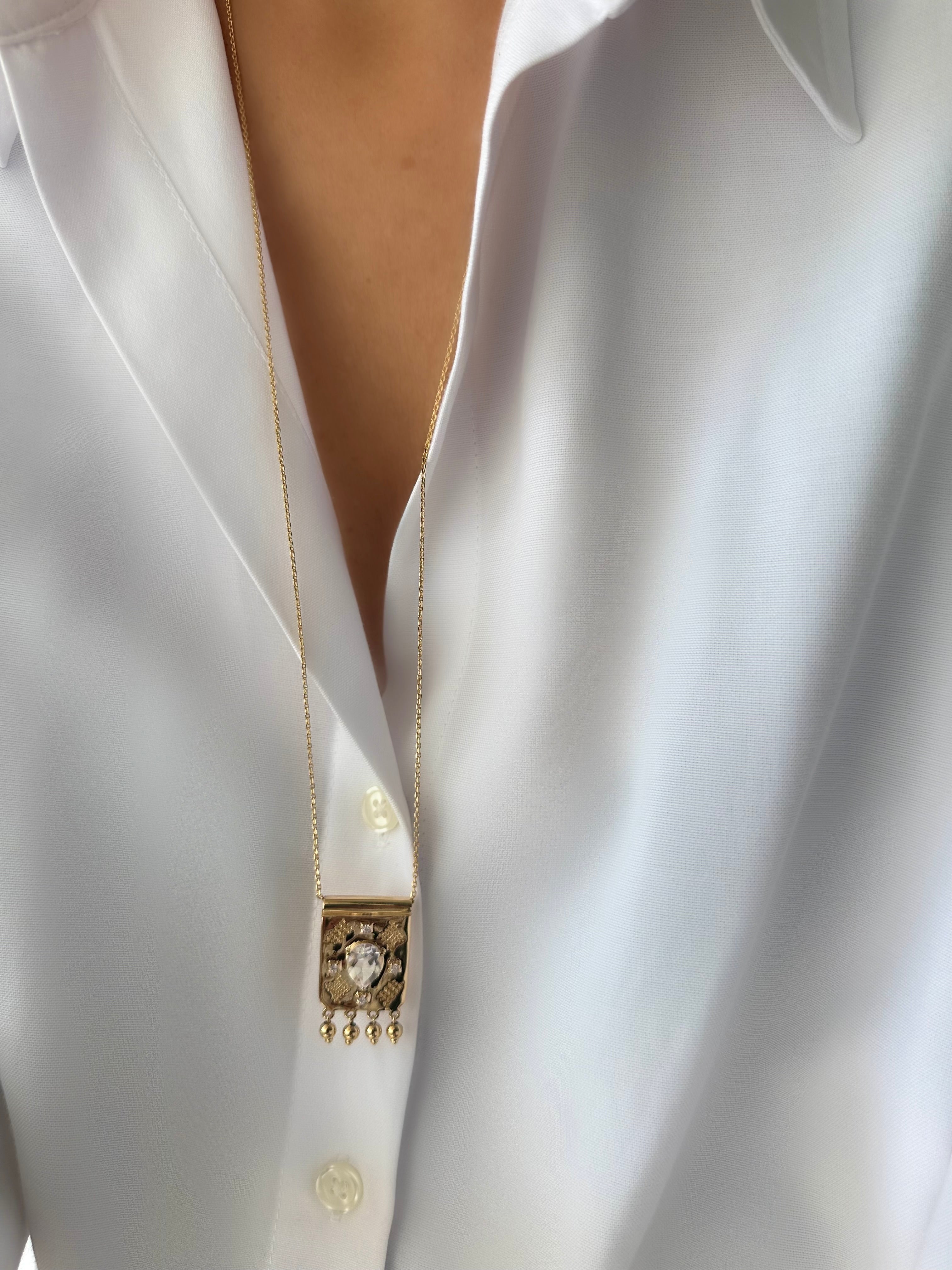 Weiße Demian Long Halskette