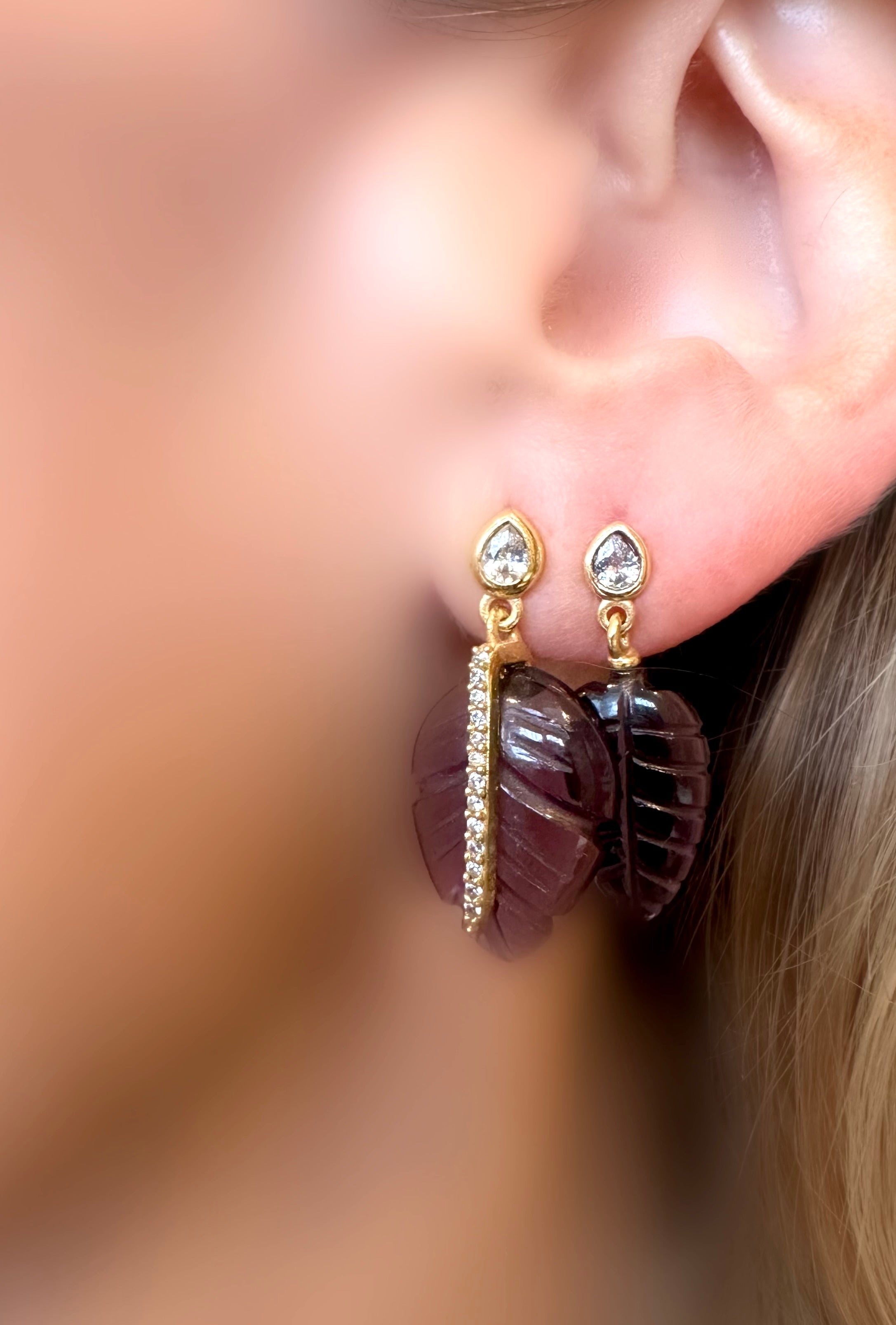 Leaf Stone Ohrringe (Amethyst)