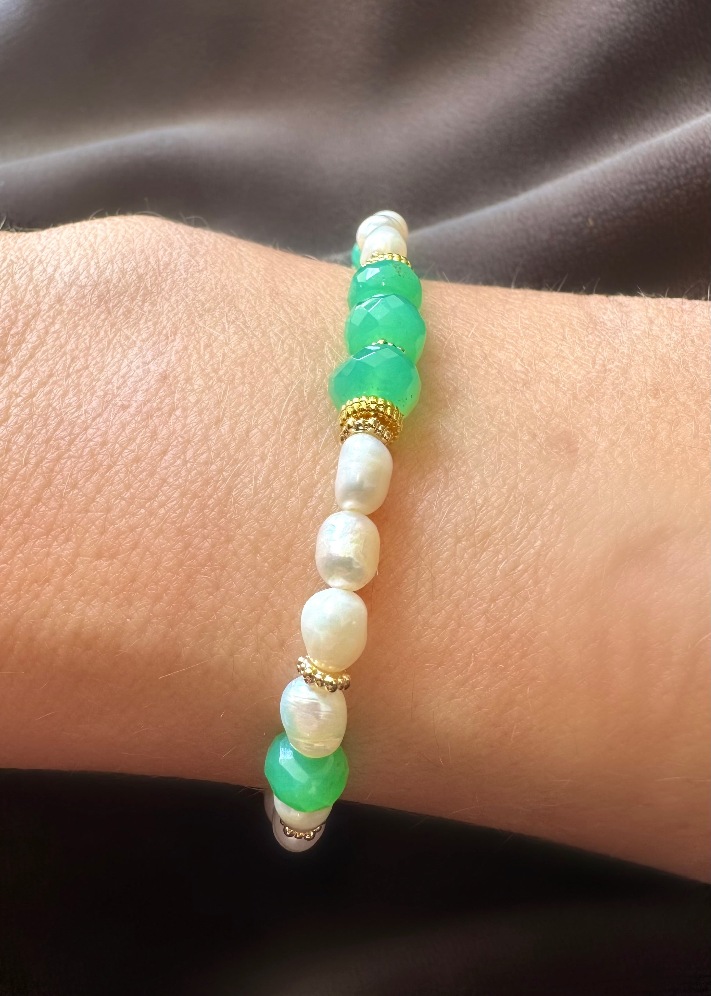 Crisol Stones Bracelet (Aventurine and pearls)
