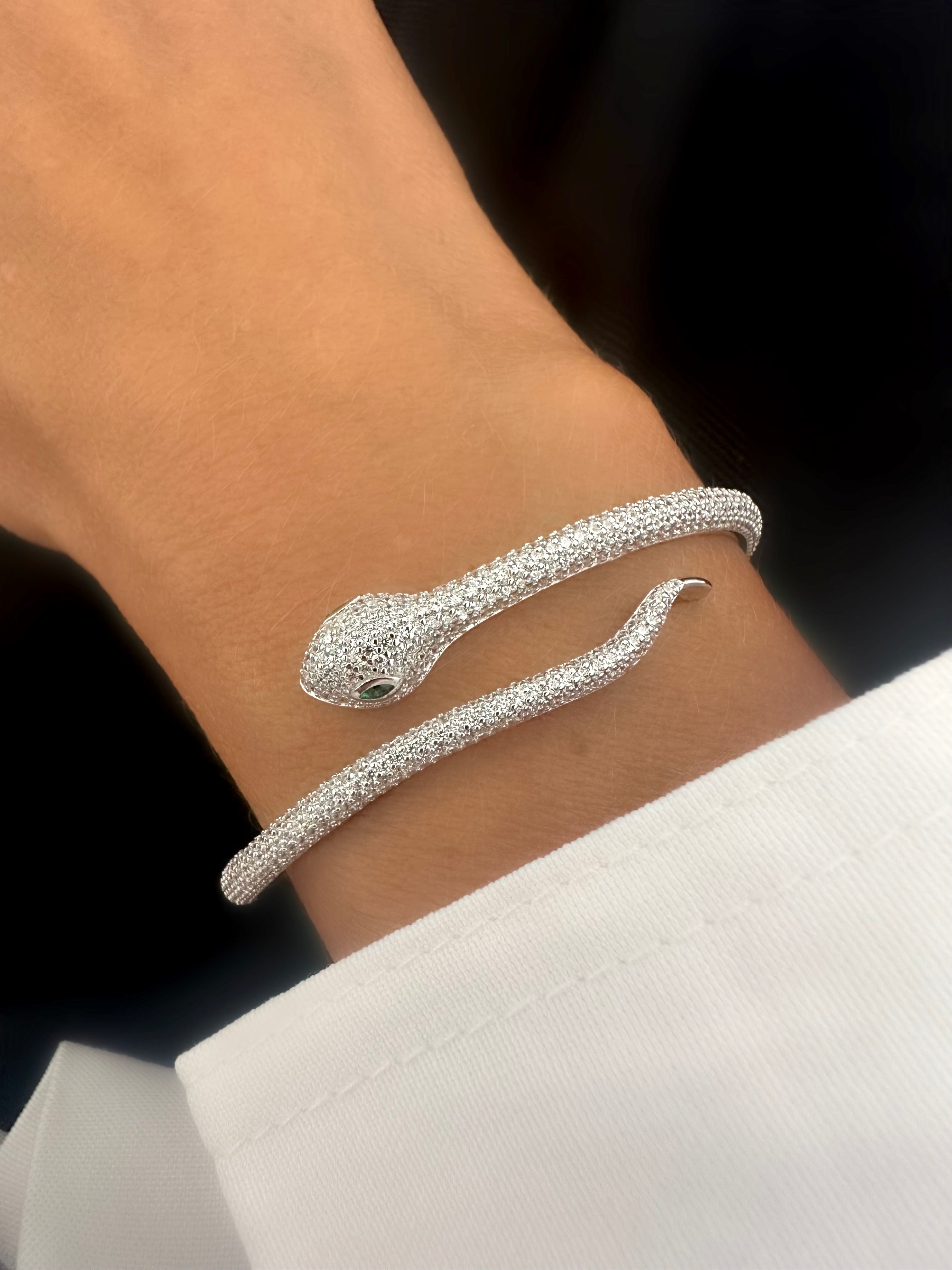 Brazalete Snake Green (Plata 925)