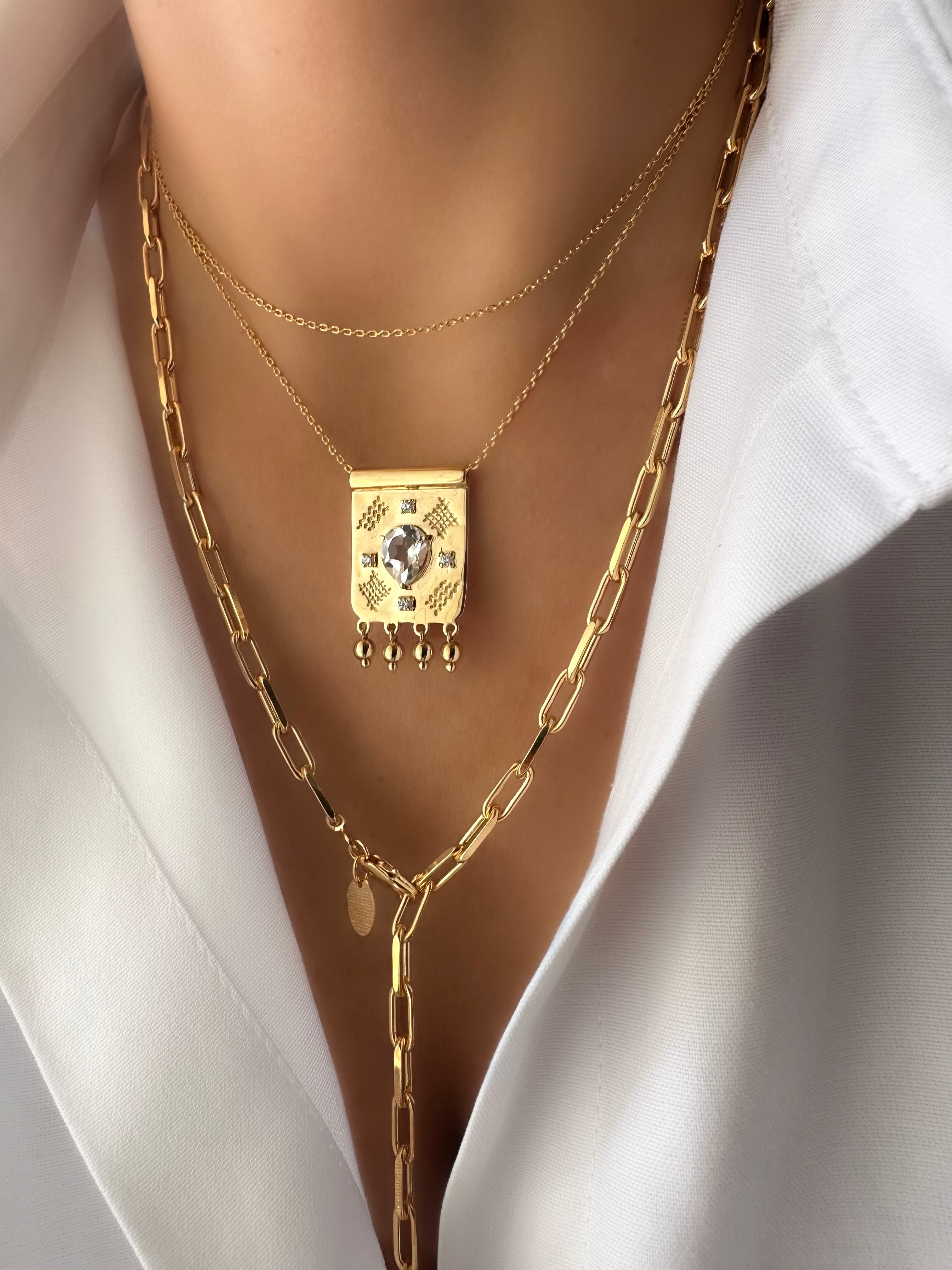 Weiße Demian Long Halskette