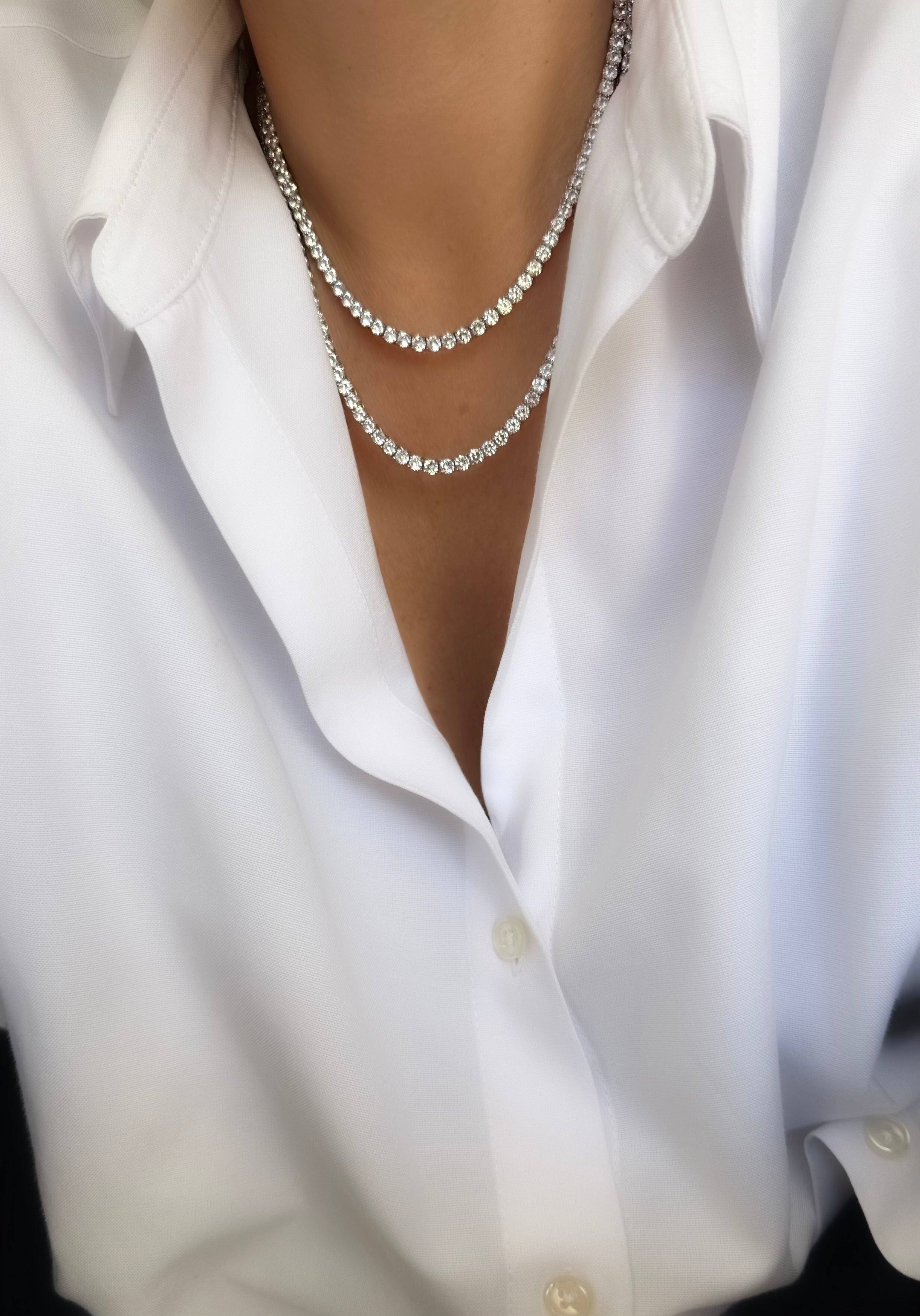 Klassische große Riviere-Halskette (4 mm) (925er Silber)