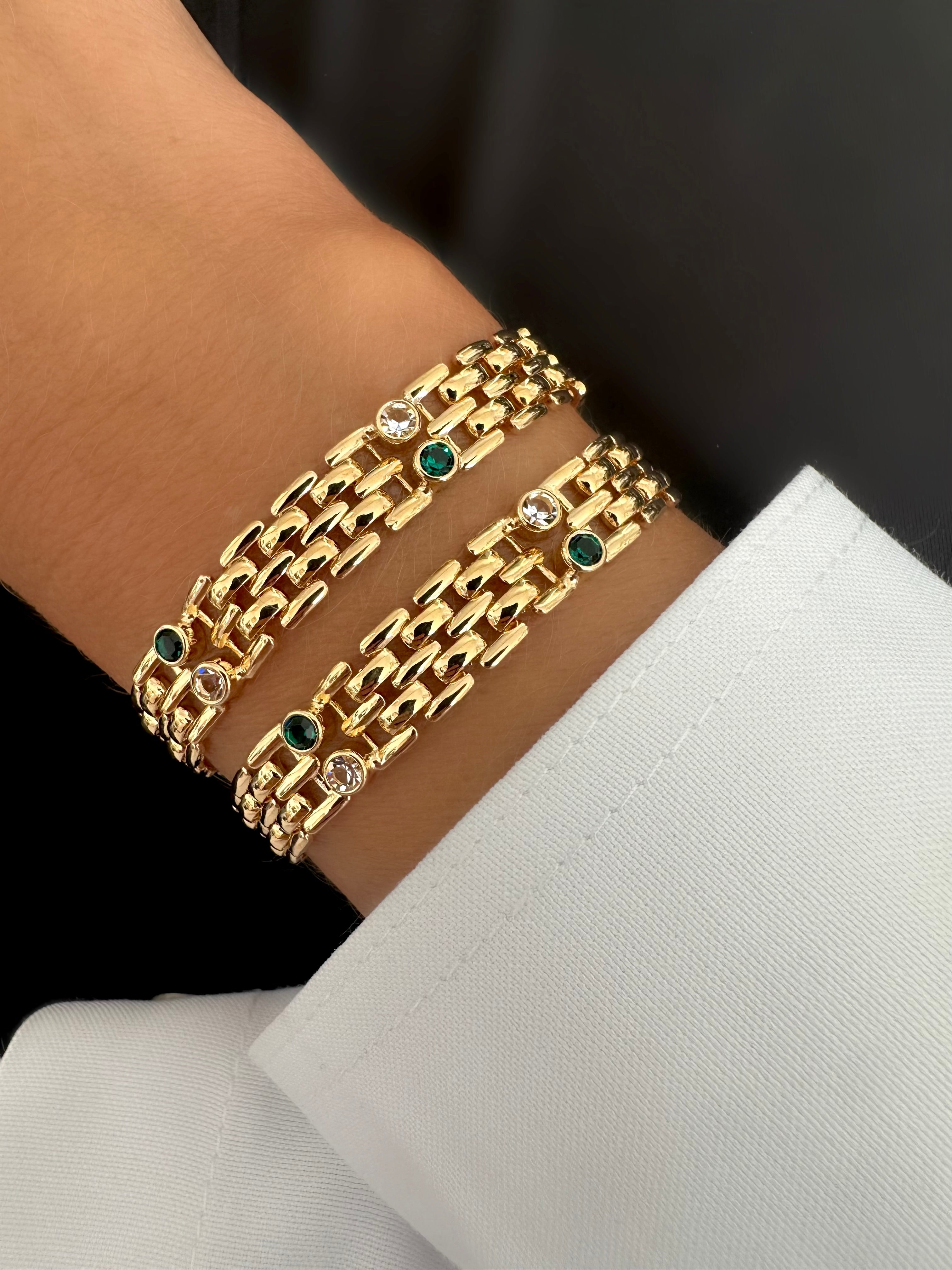 Brazalete Leoni Cristal Dots (Verde)