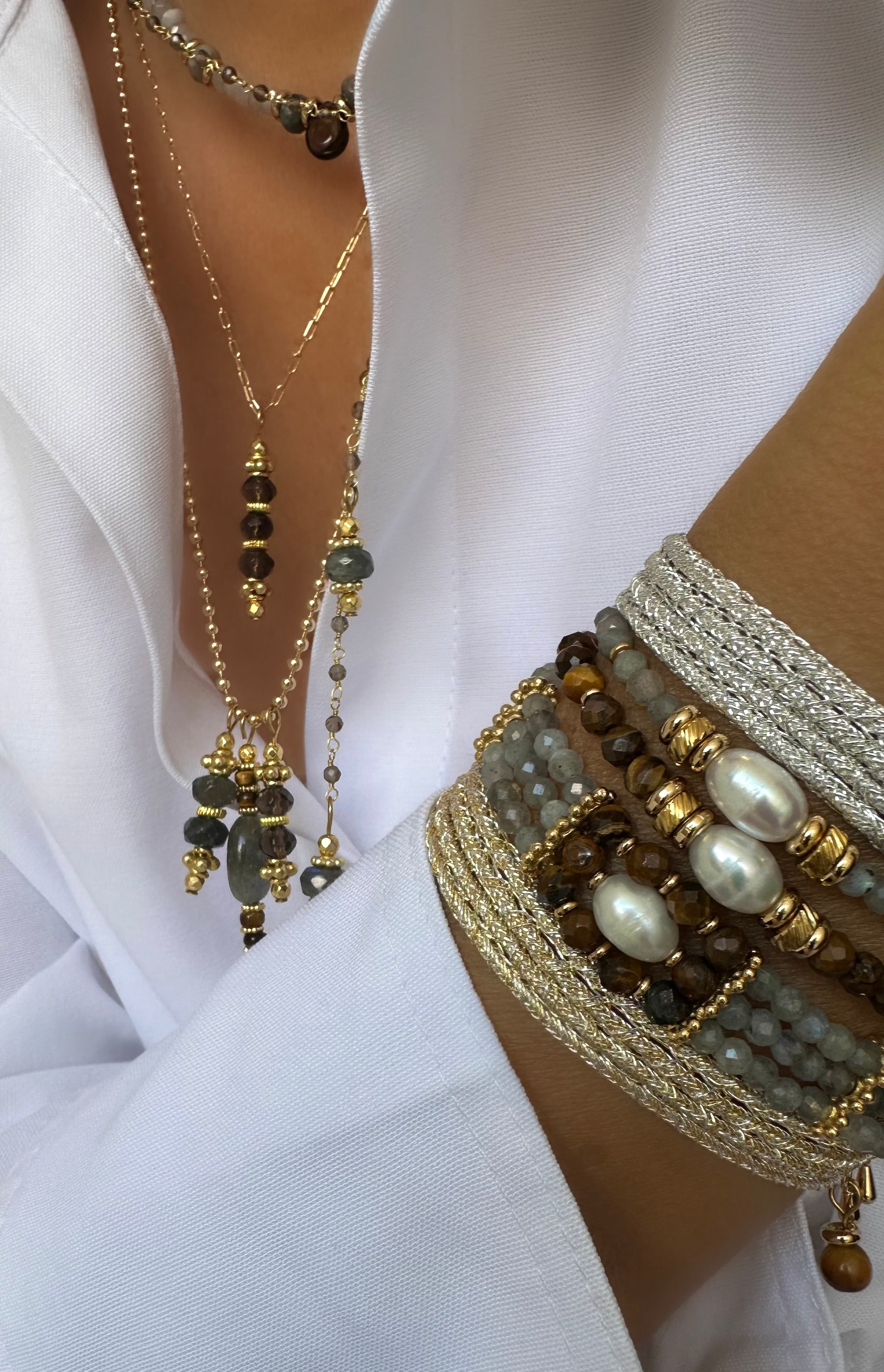 Pulsera Stones Full Karma (Labradorita y Ojo de Tigre)