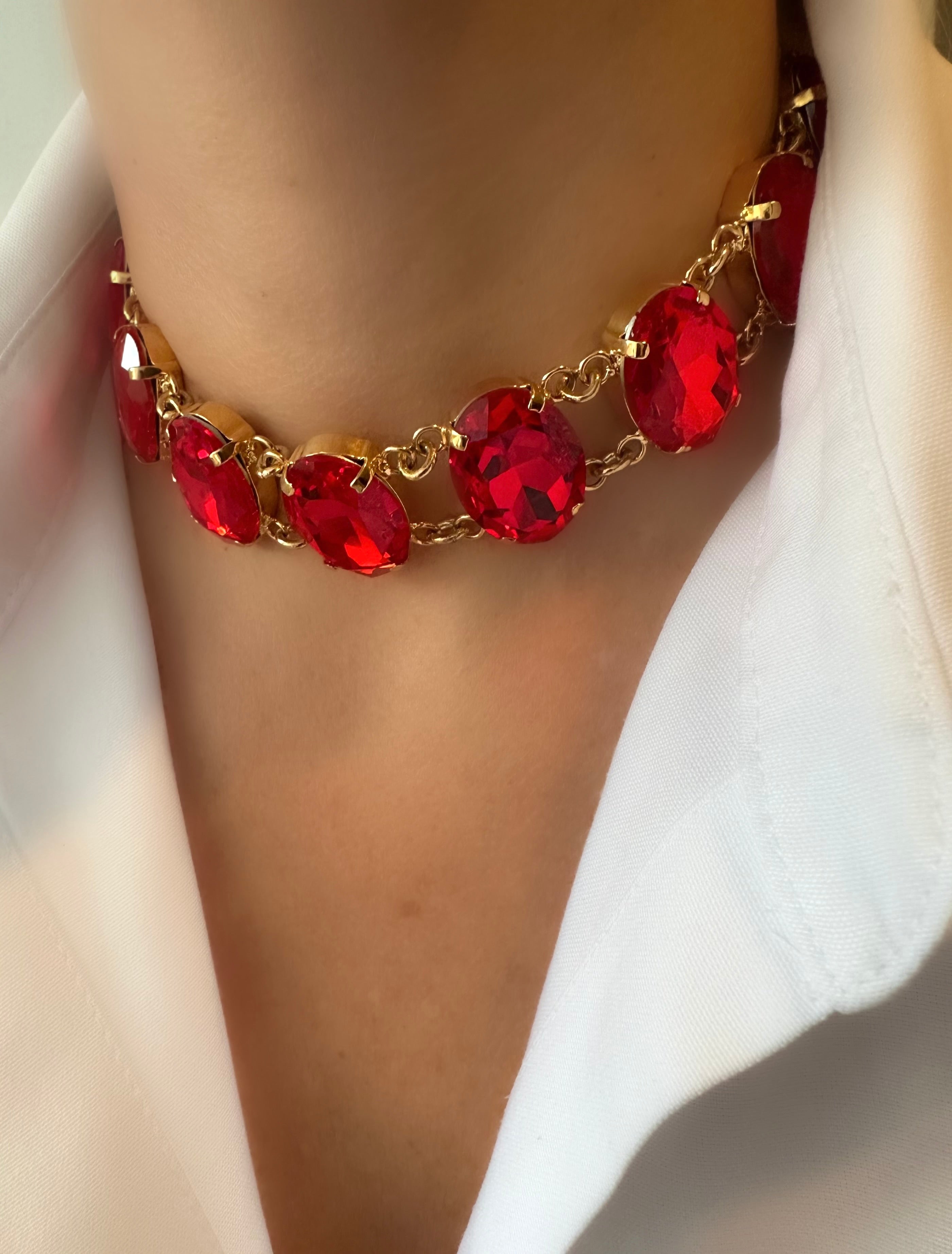 Ovale Halskette „Rocket Choker“ (Rot) (RBJ*)