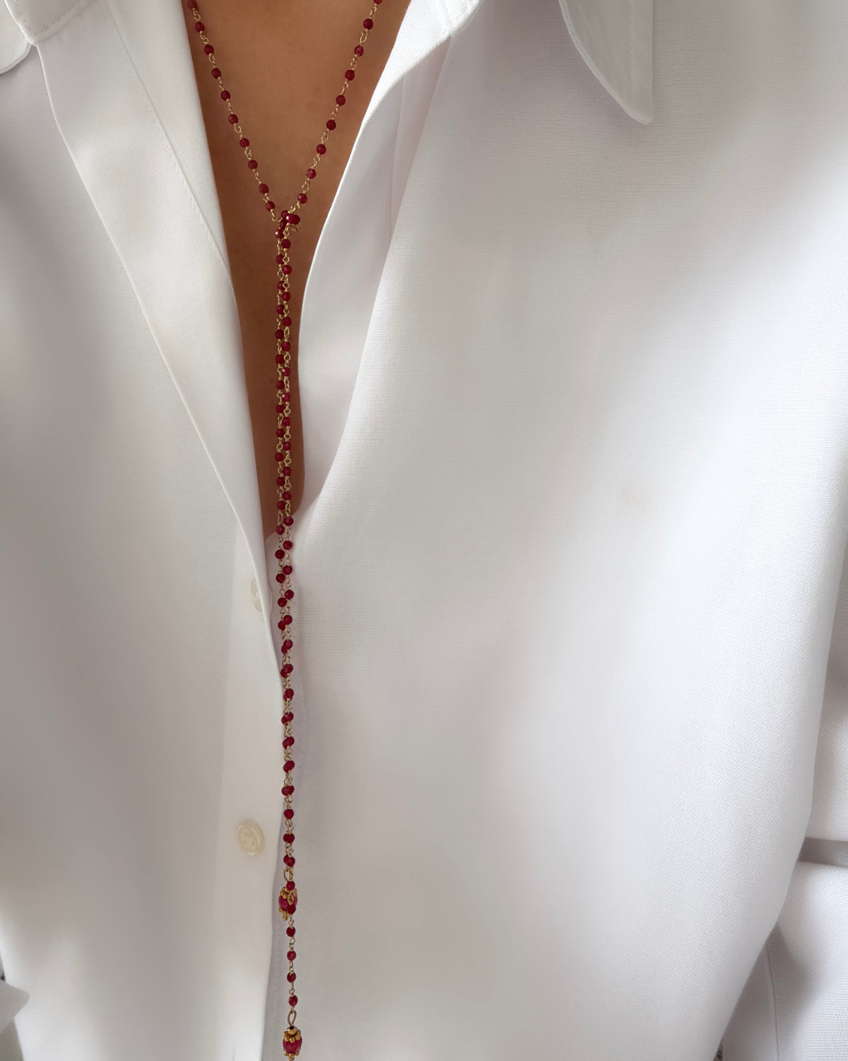 Collar Energy Rosario Rubelita - Plata 925