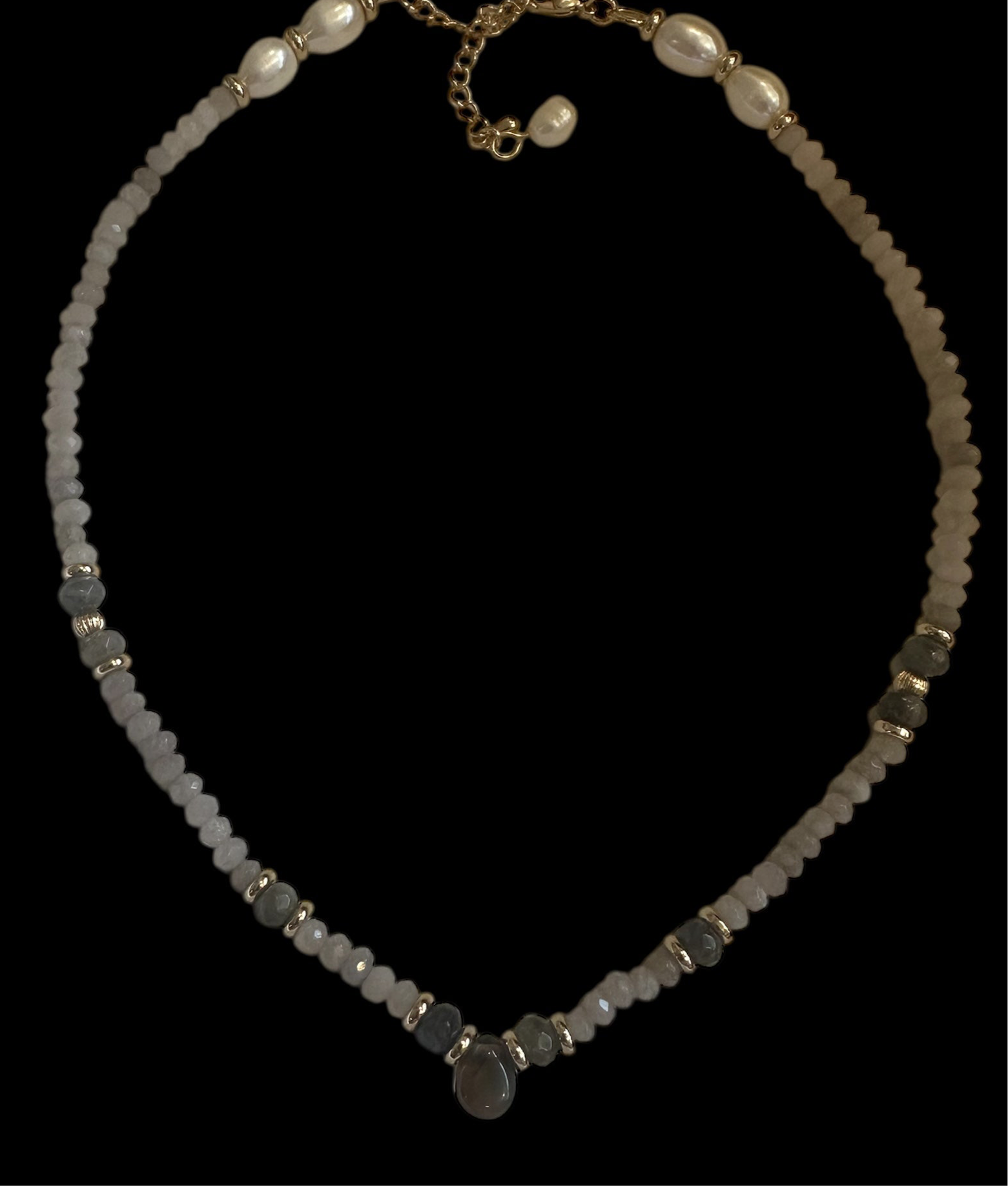 Stones Drop Necklace (Labradorite, Agate & Quartz)