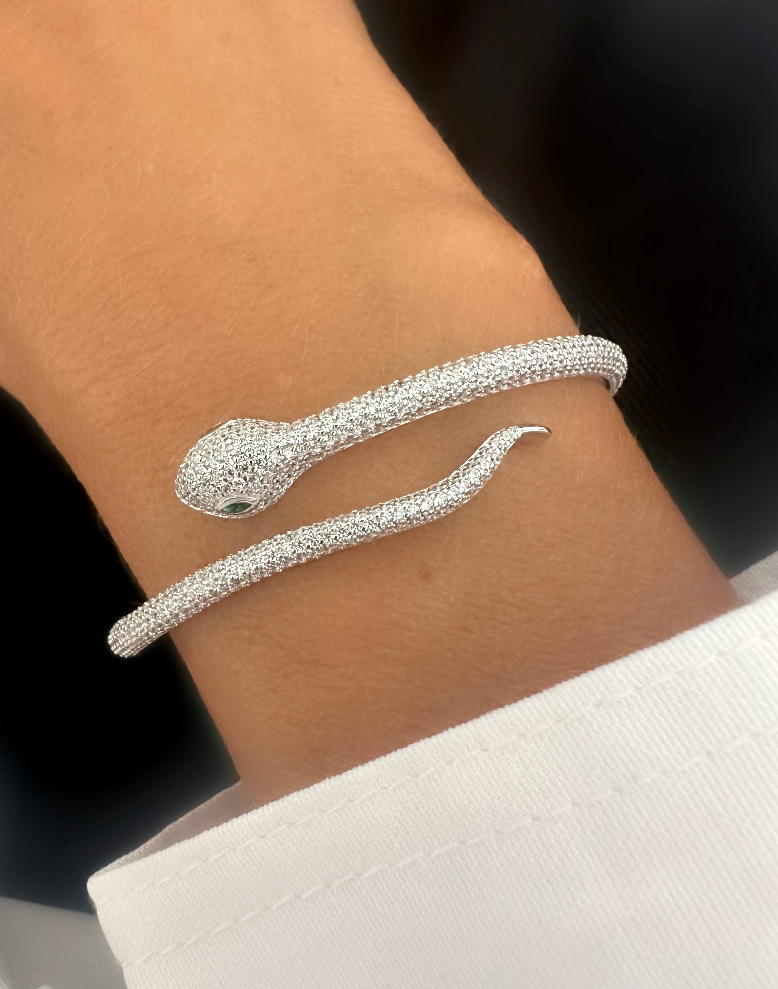 Brazalete Snake Green (Plata 925)