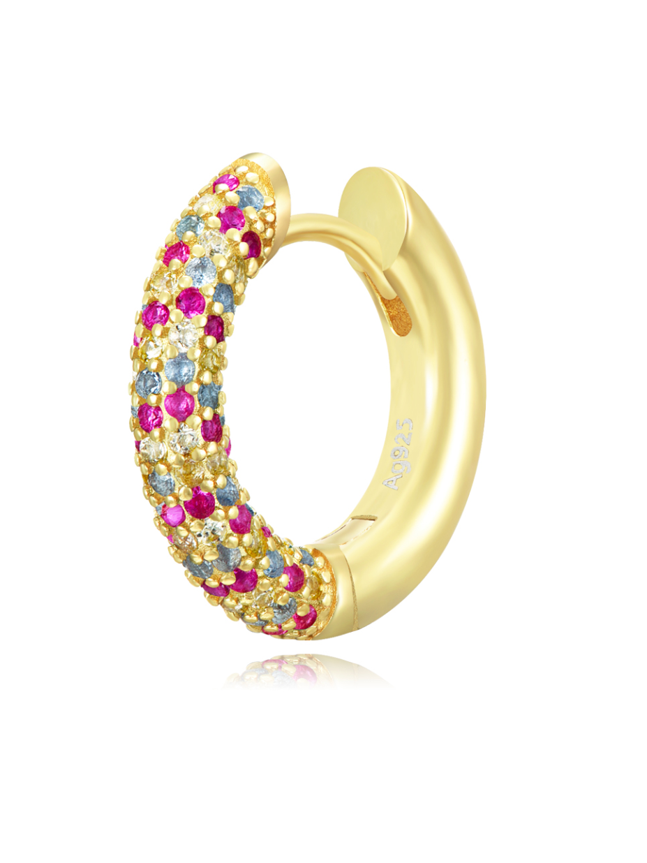 Lux Runde mittelgroße 16 Ohrringe (Colorines) (925 Silber plattiert mit 18 Karat Gold)