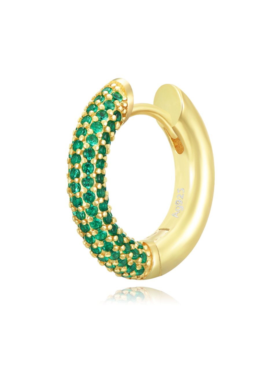 Arito Lux Round Medium 16 (Verde) (Plata 925 bañada Oro 18k)