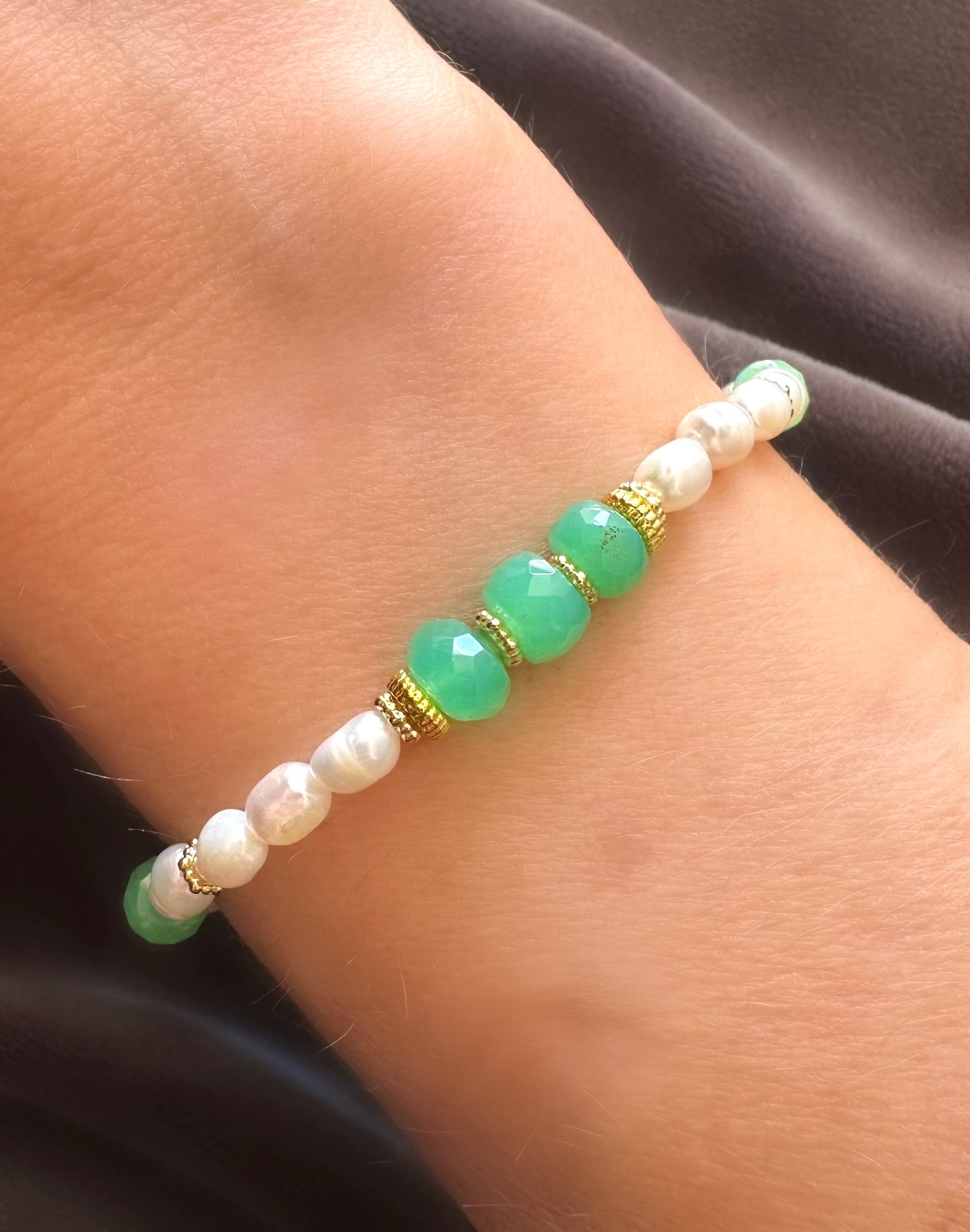 Crisol Stones Bracelet (Aventurine and pearls)