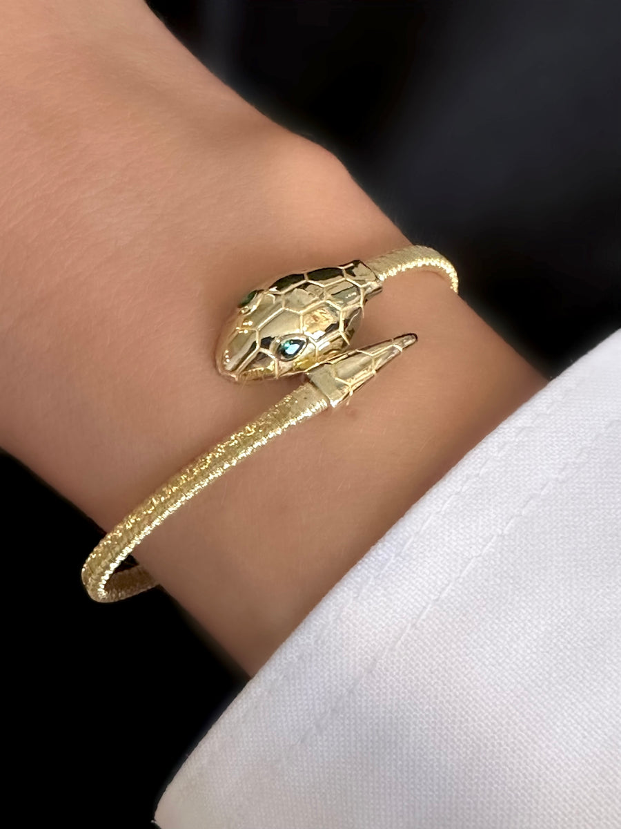 Βραχιόλι Snake Diamond (Ασήμι 925 επιχρυσωμένο με χρυσό 24Κ)