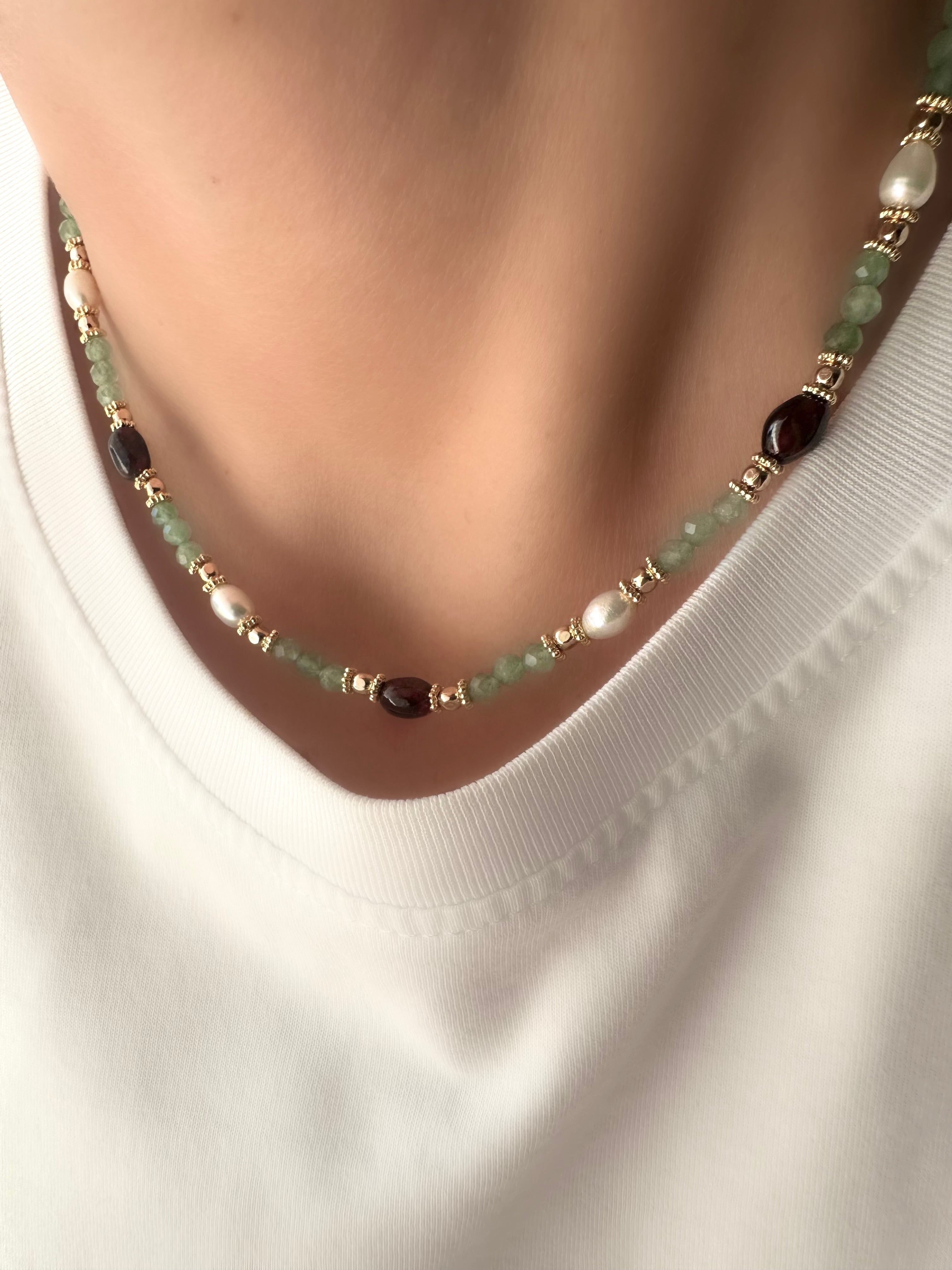 Stones Osiris Necklace (Aventurine and Garnet)