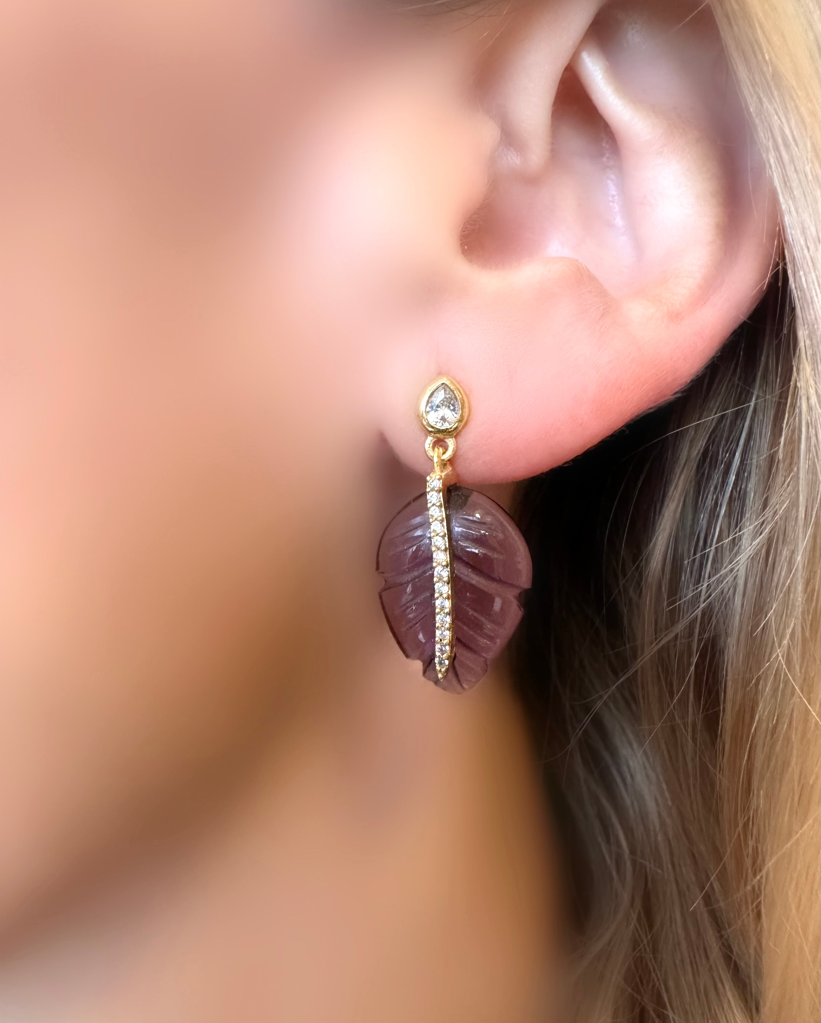 Leaf Stone Ohrringe (Amethyst)
