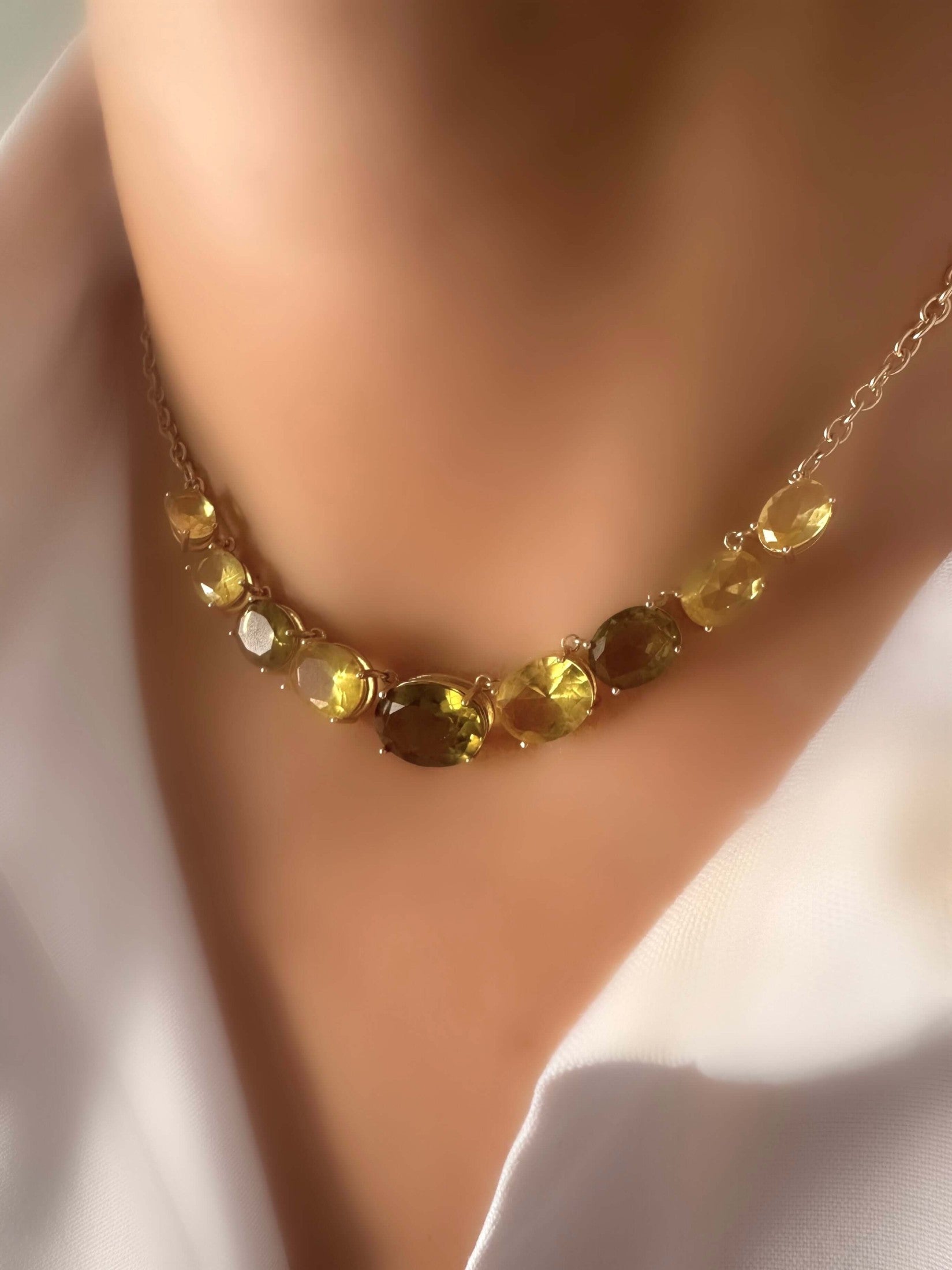 Collar Anna Chain Green (Plata 925 chapada oro 24k) (RBJ*)