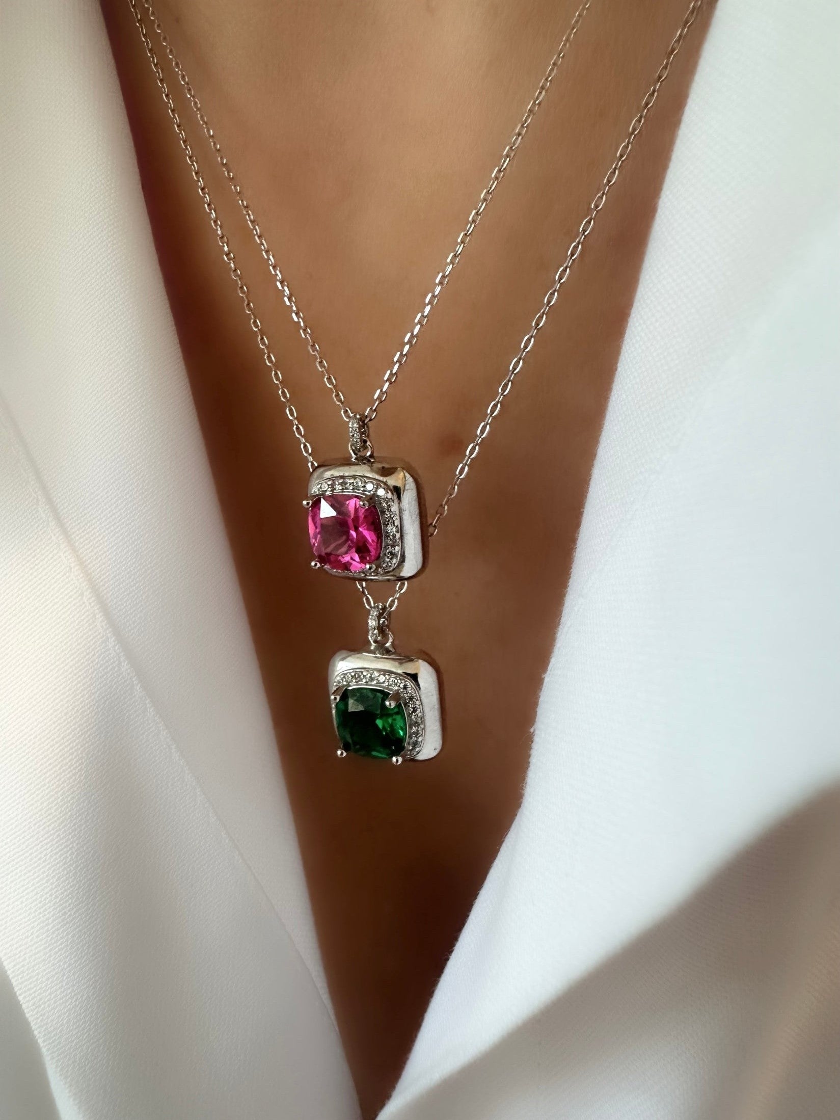 Carly Halskette (Pink) (925er Silber)