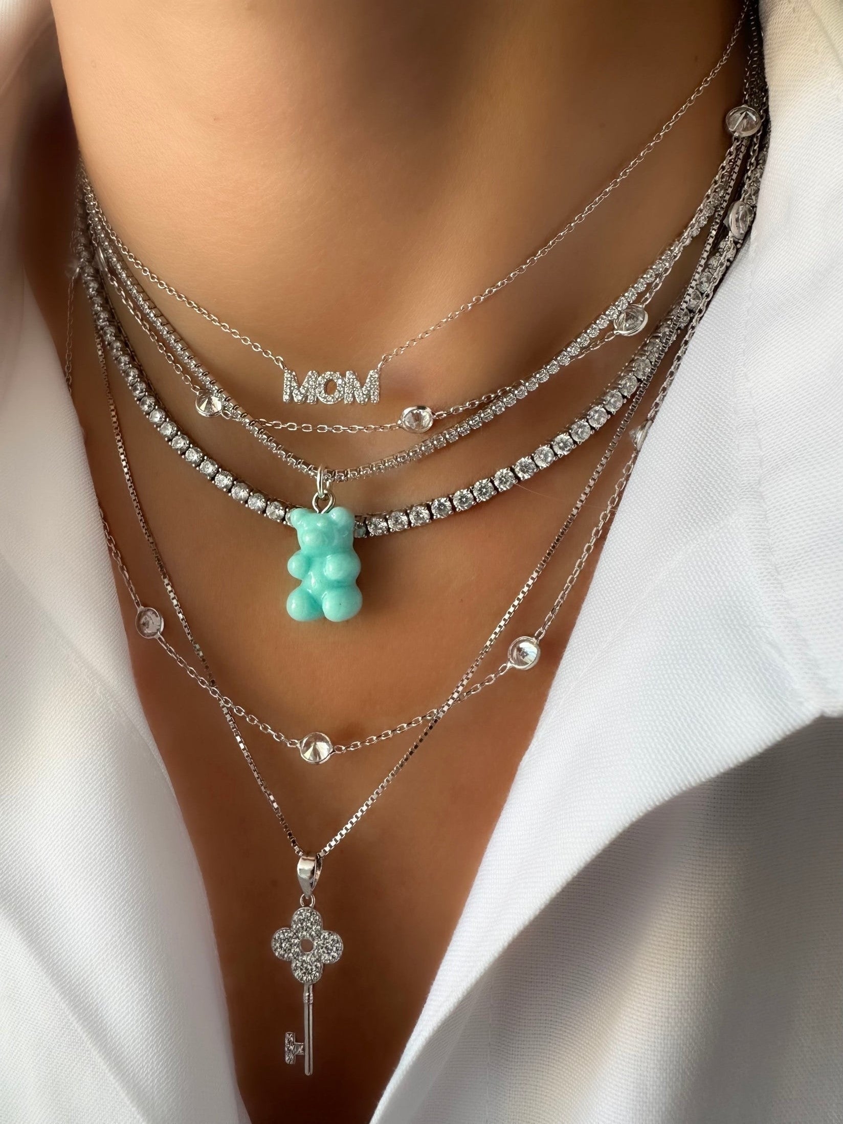 Collar Choker Riviere Teddy (Blue) (Plata 925)