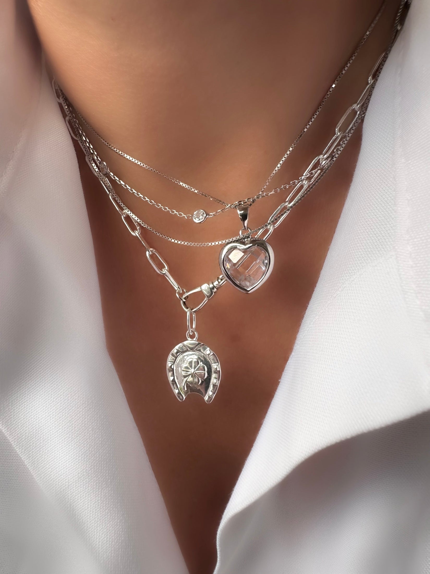 Crystal Heart Halskette (925er Sterlingsilber)