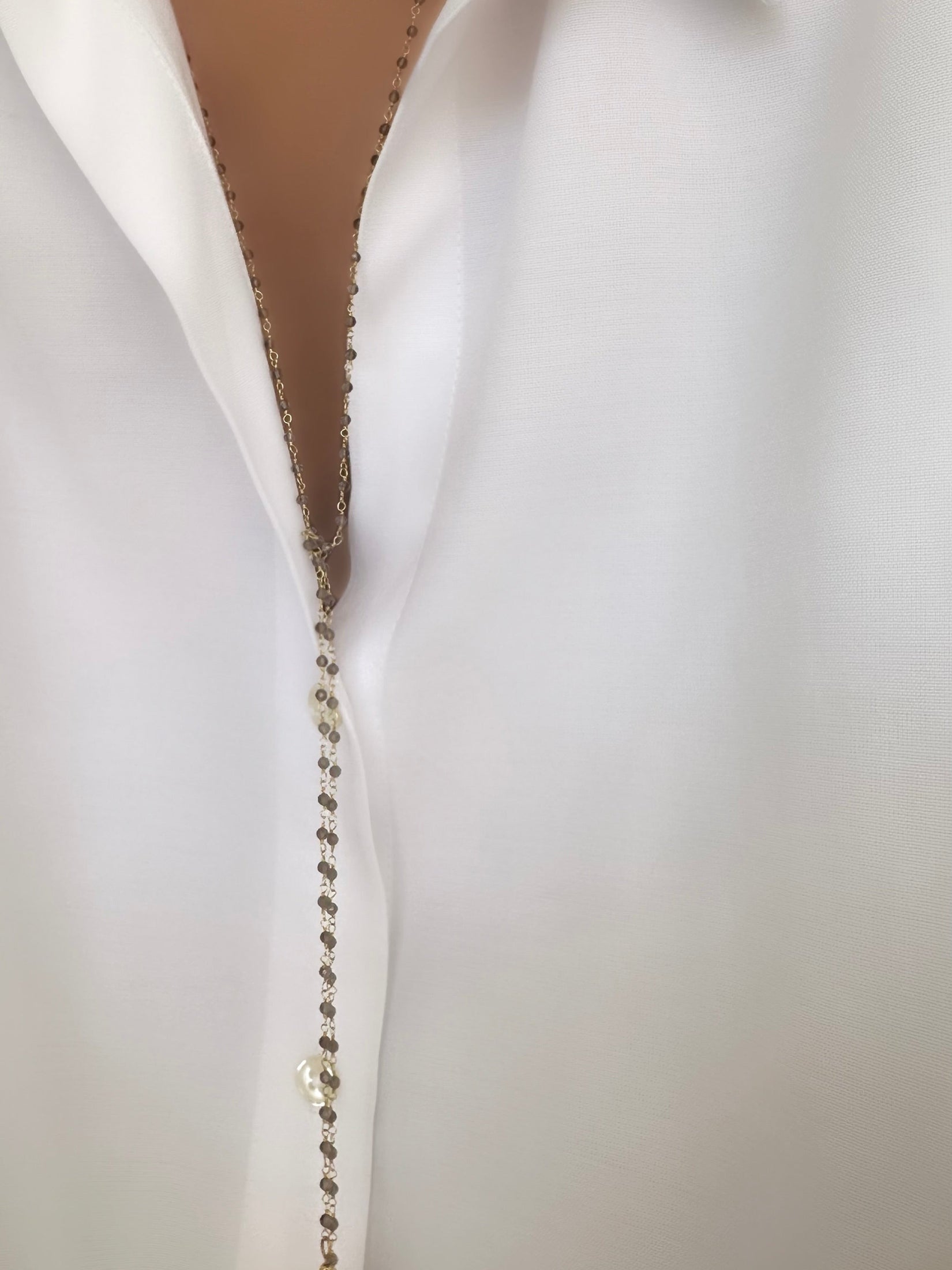 Energy Rosario Halskette (Quarz & Labradorit) (18 Karat vergoldetes Sterlingsilber 925)