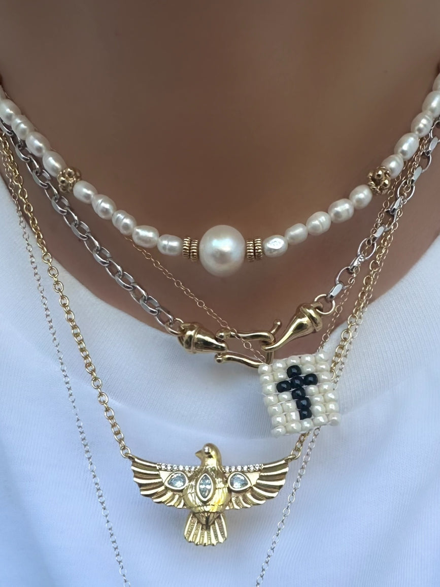 Collar Greta Cruz (Negro sobre blanco)