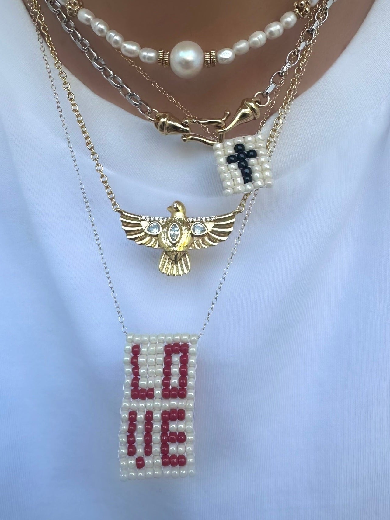 Collar Greta Cruz (Negro sobre blanco)