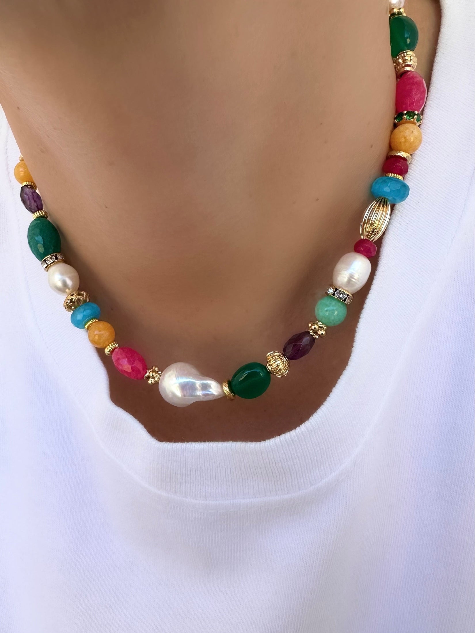 Messy Pearl Blues Halskette (Natursteine)