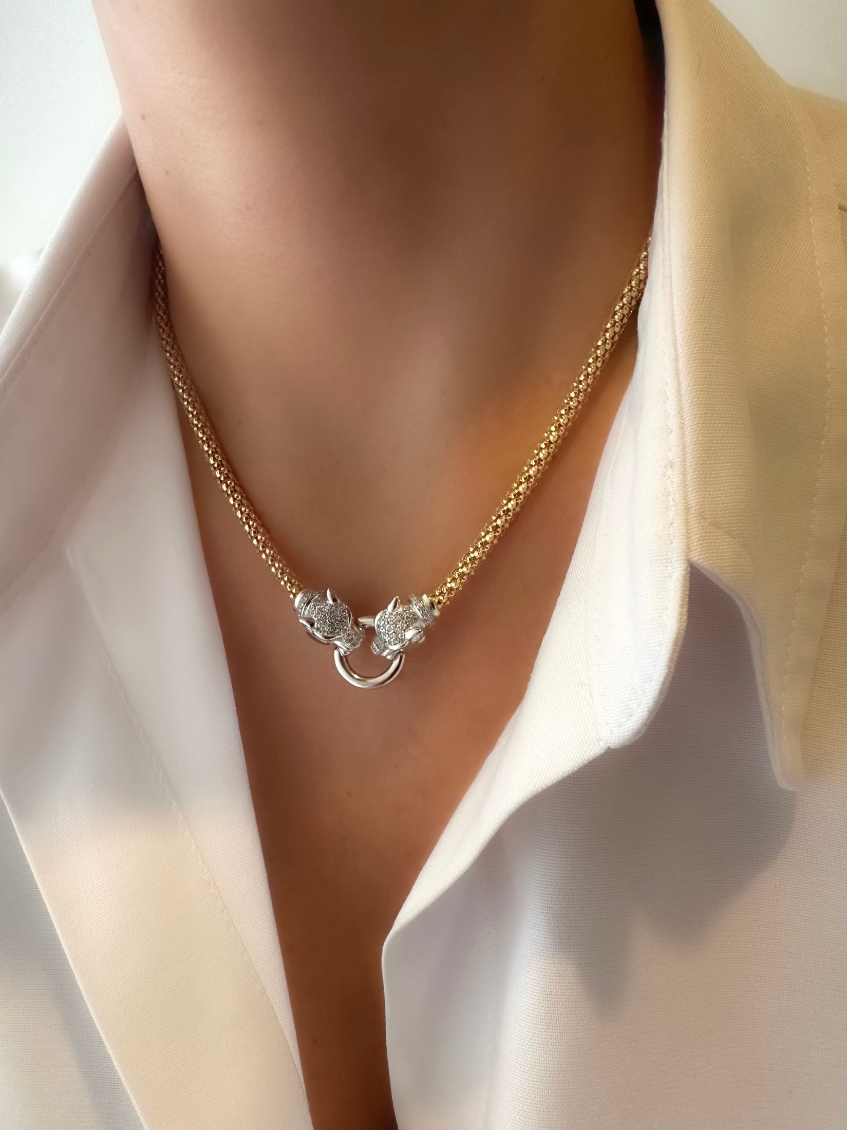 Panther Necklace (925 Sterling Silver plated with 18k Gold)