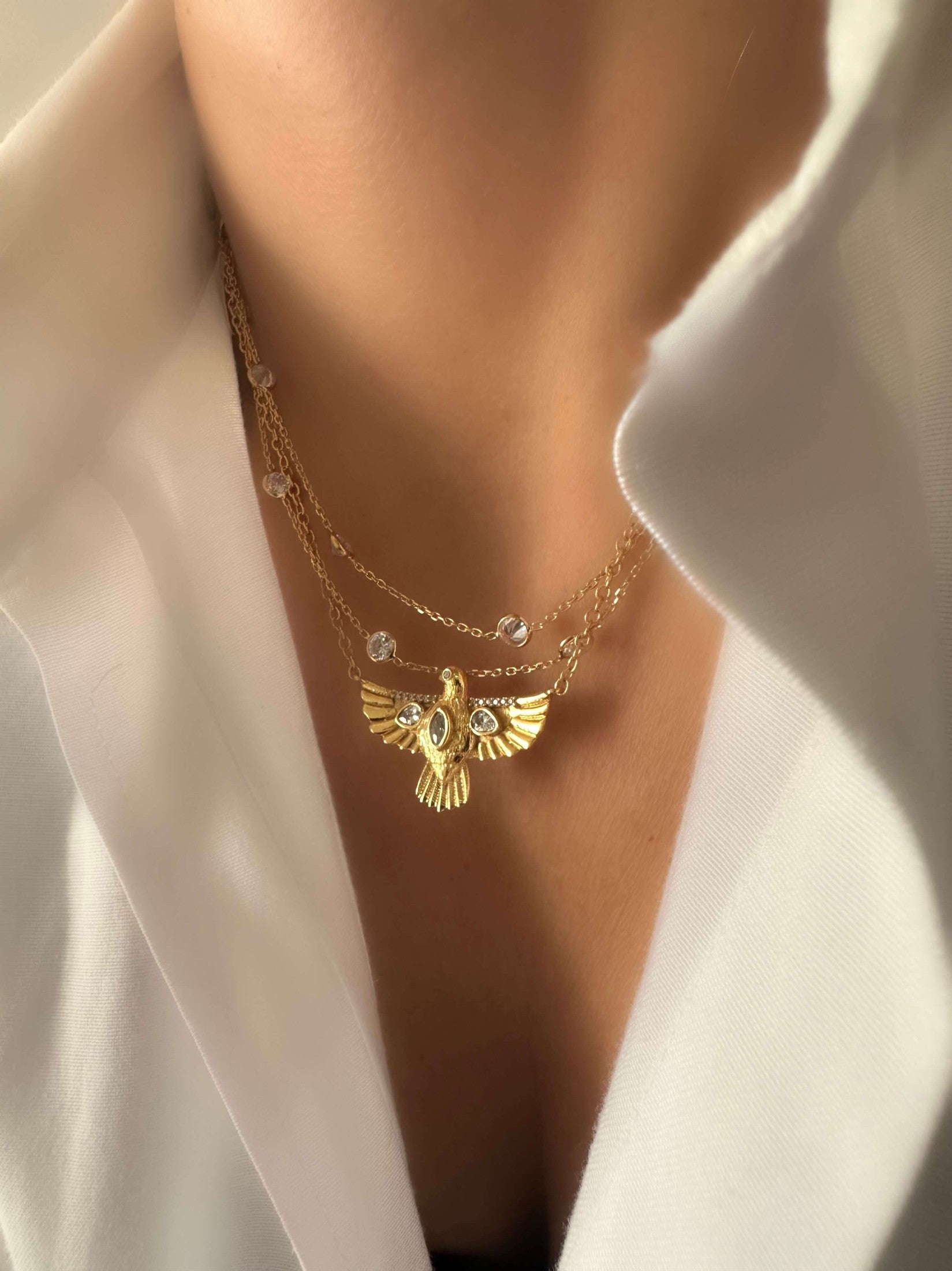 Salem Large Space Necklace (24k Gold Plated Silver)