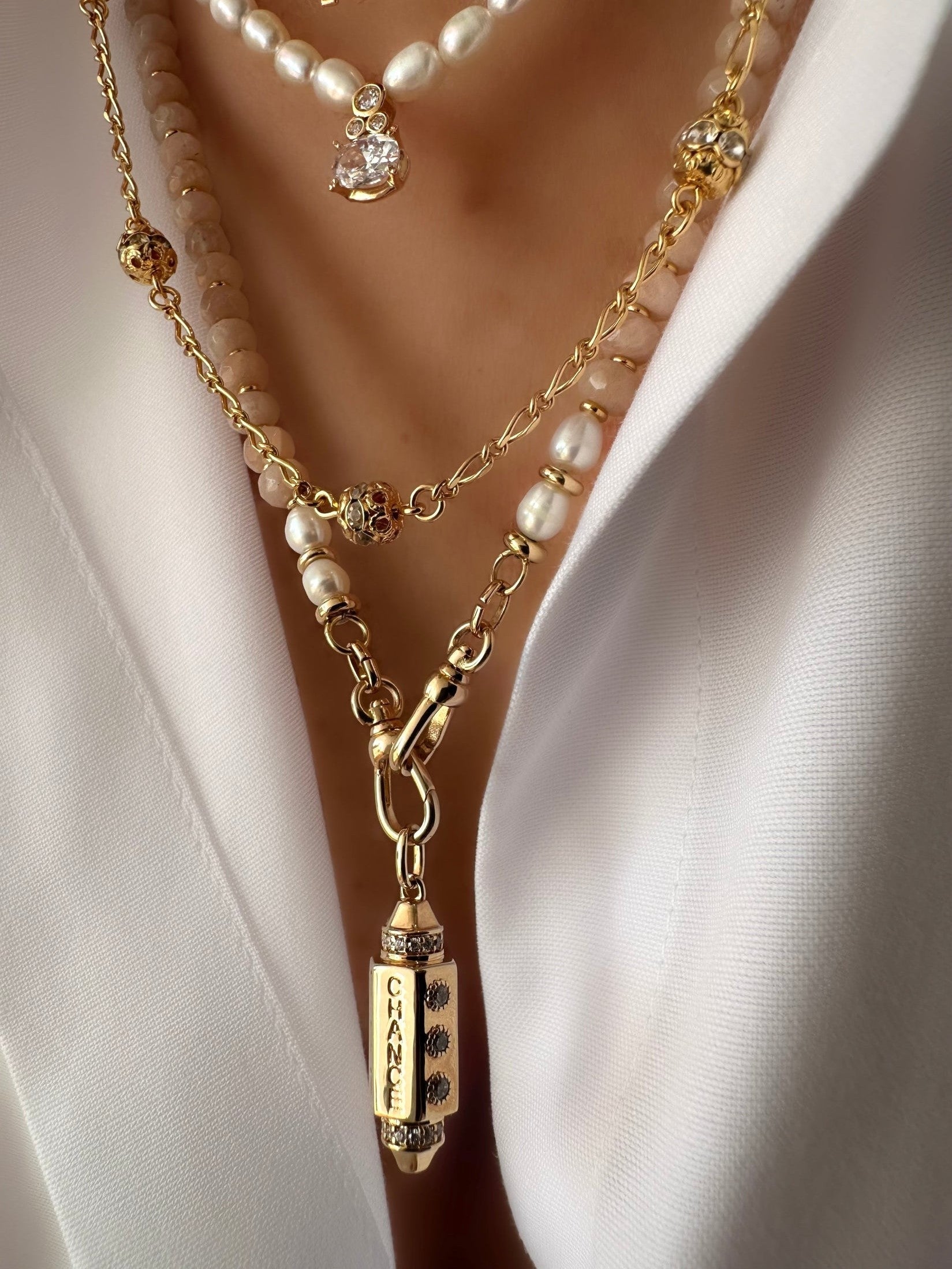Collier Stones Amuleto Chance ( Pierre de Lune Orange)