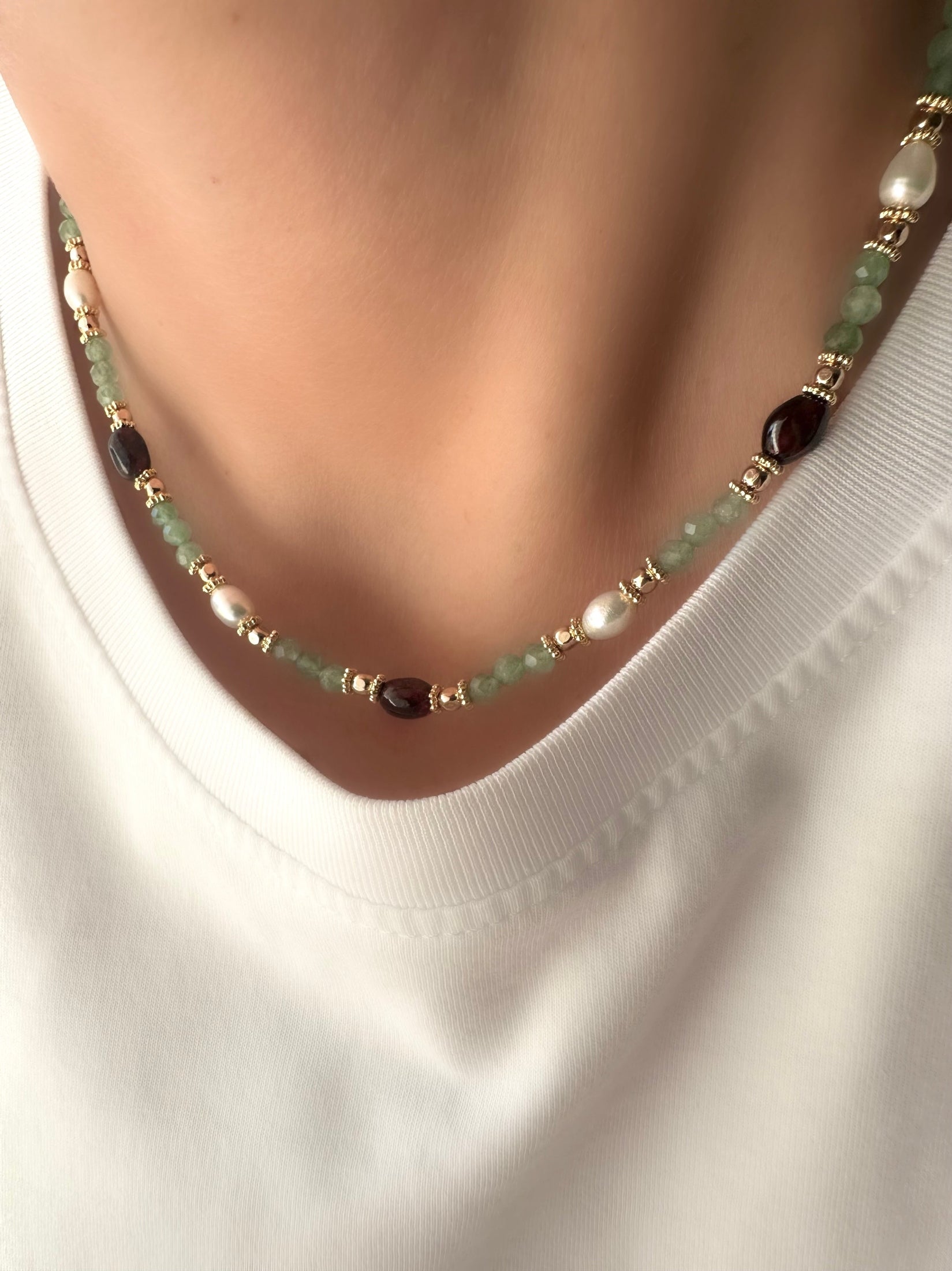 Collar Stones Osiris (Aventurina y Granates)