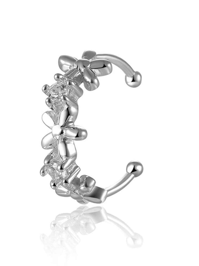 LE MARSHAND® - Joyería en plata 925, chapado en Oro 24K - Cuff Flor y Solitario (Plata 925) - Diseños propios - Brazaletes, pulseras, collares y pendientes - Joyería online - Mallorca