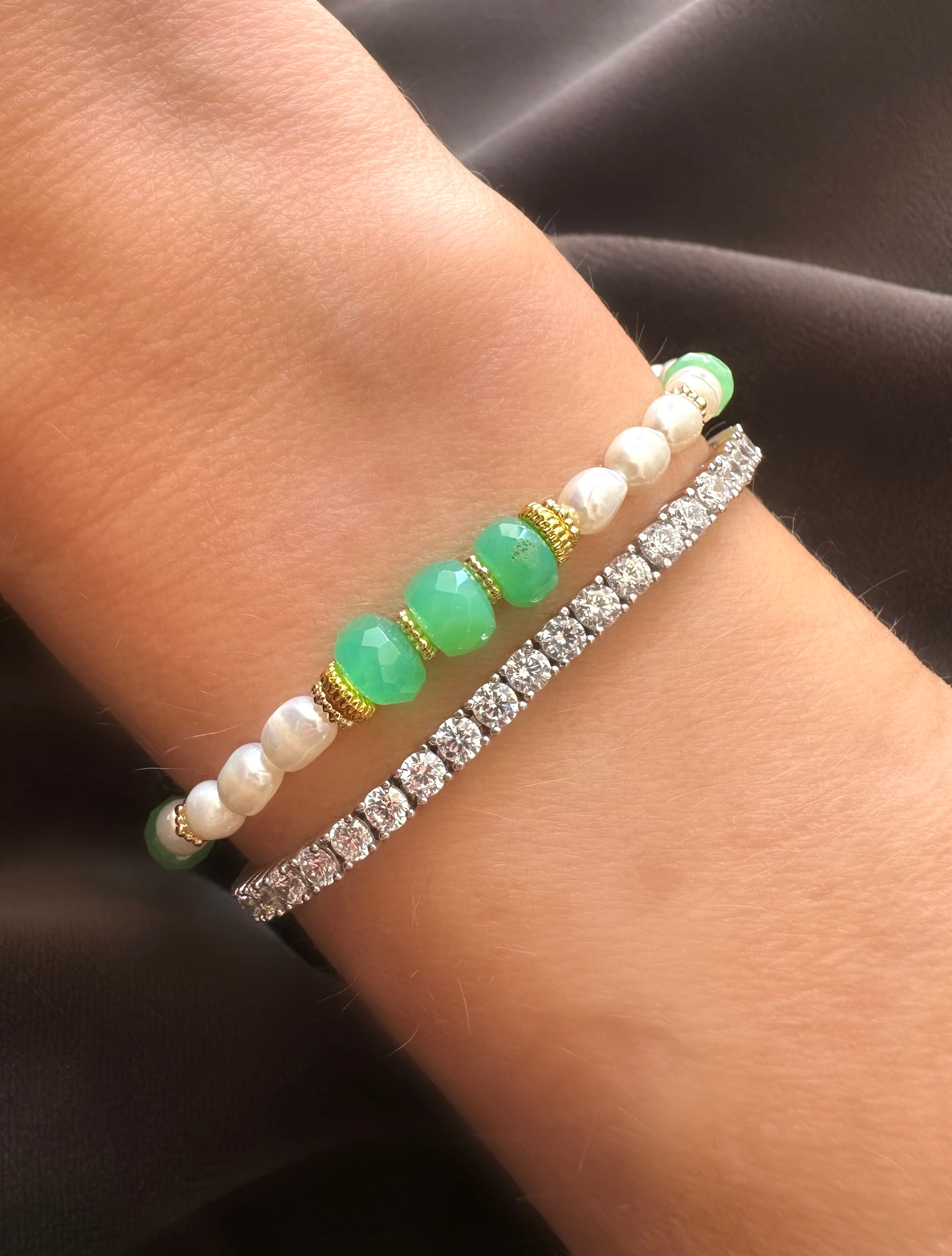 Crisol Stones Bracelet (Aventurine and pearls)