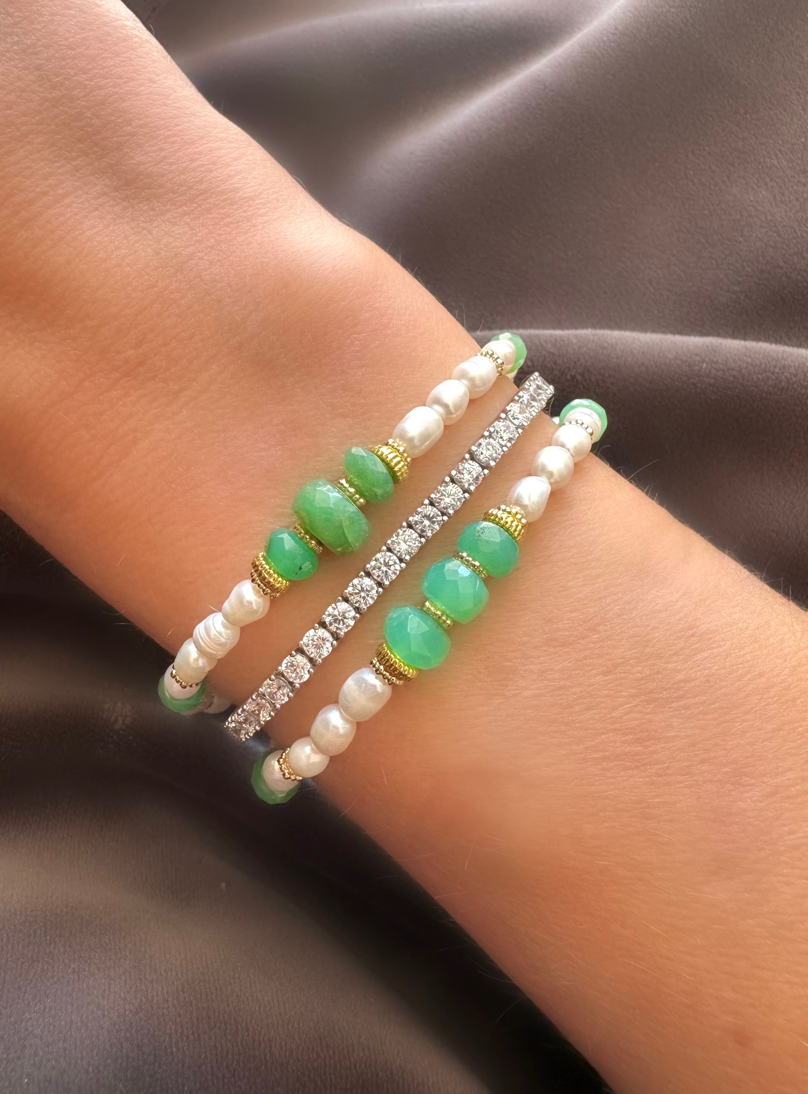 Crisol Stones Bracelet (Aventurine and pearls)