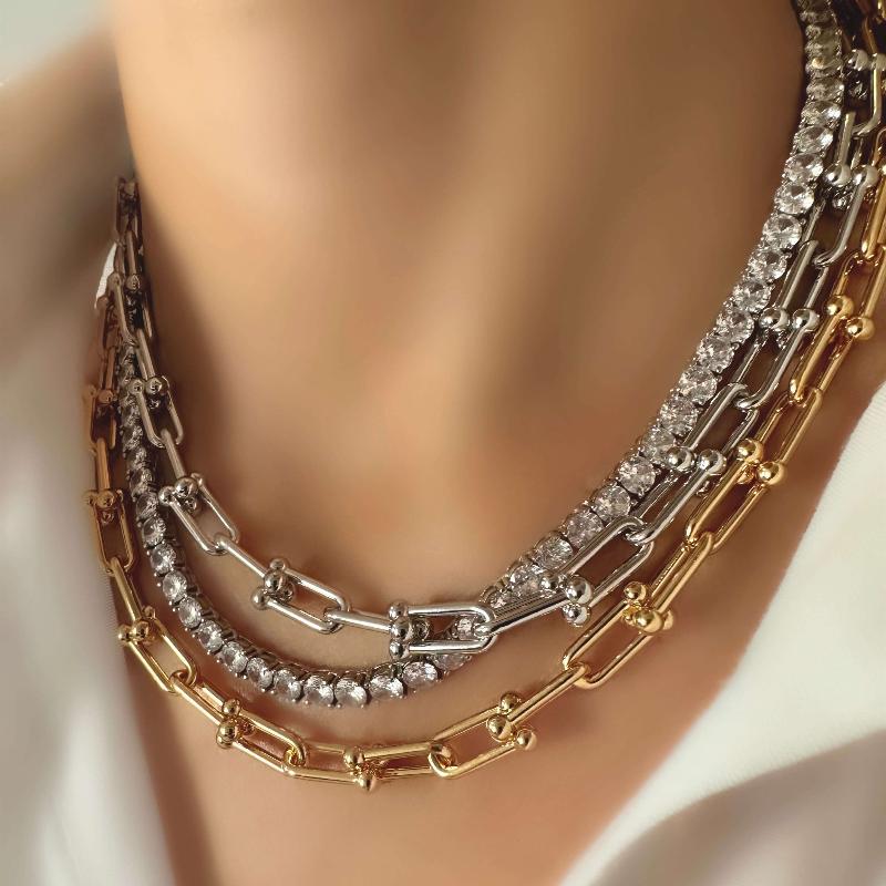 Klassische Riviere II-Halskette (4 mm) (925er Silber)