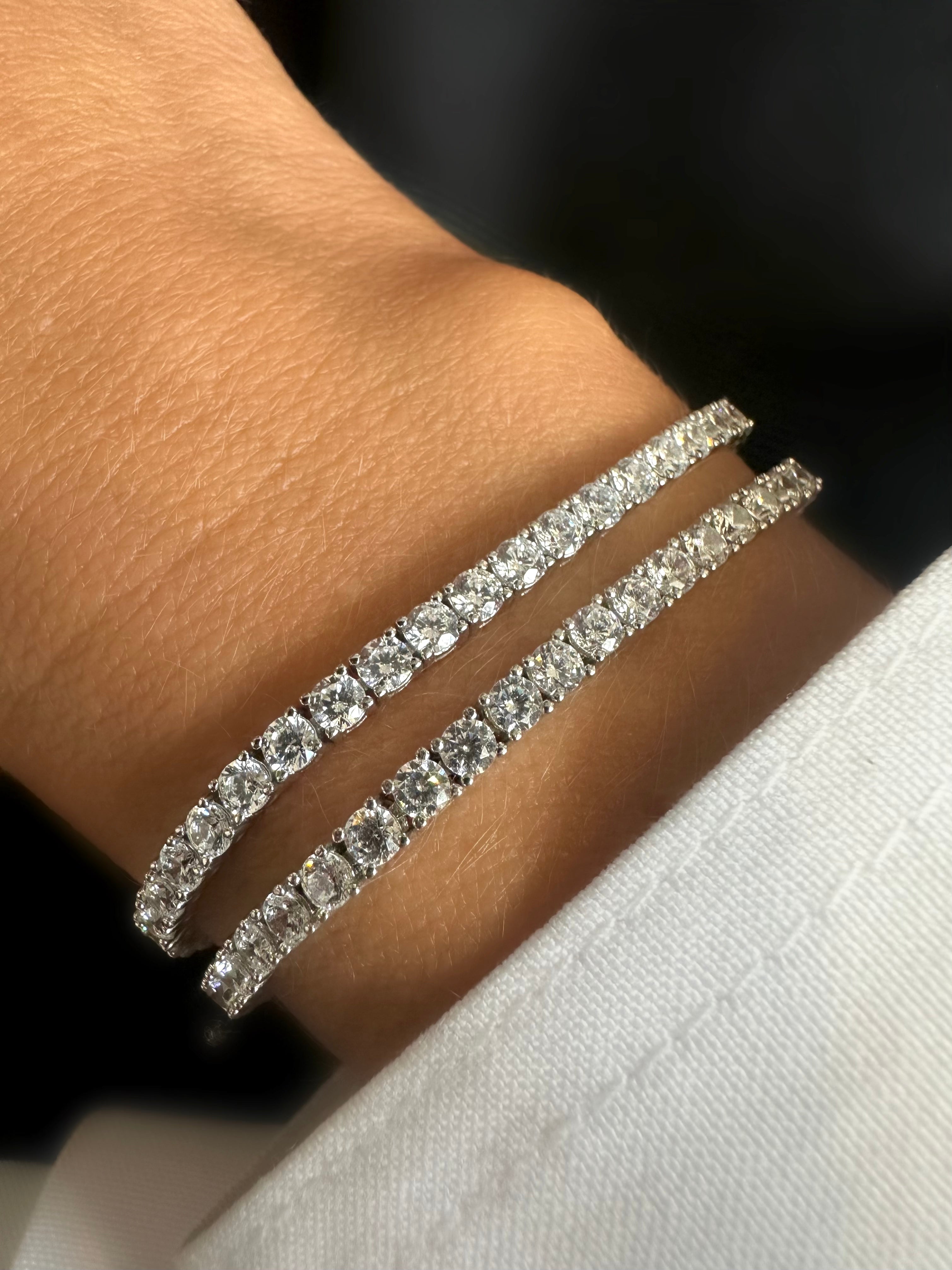 Classic Riviere Bracelet (3mm) (925 Silver)