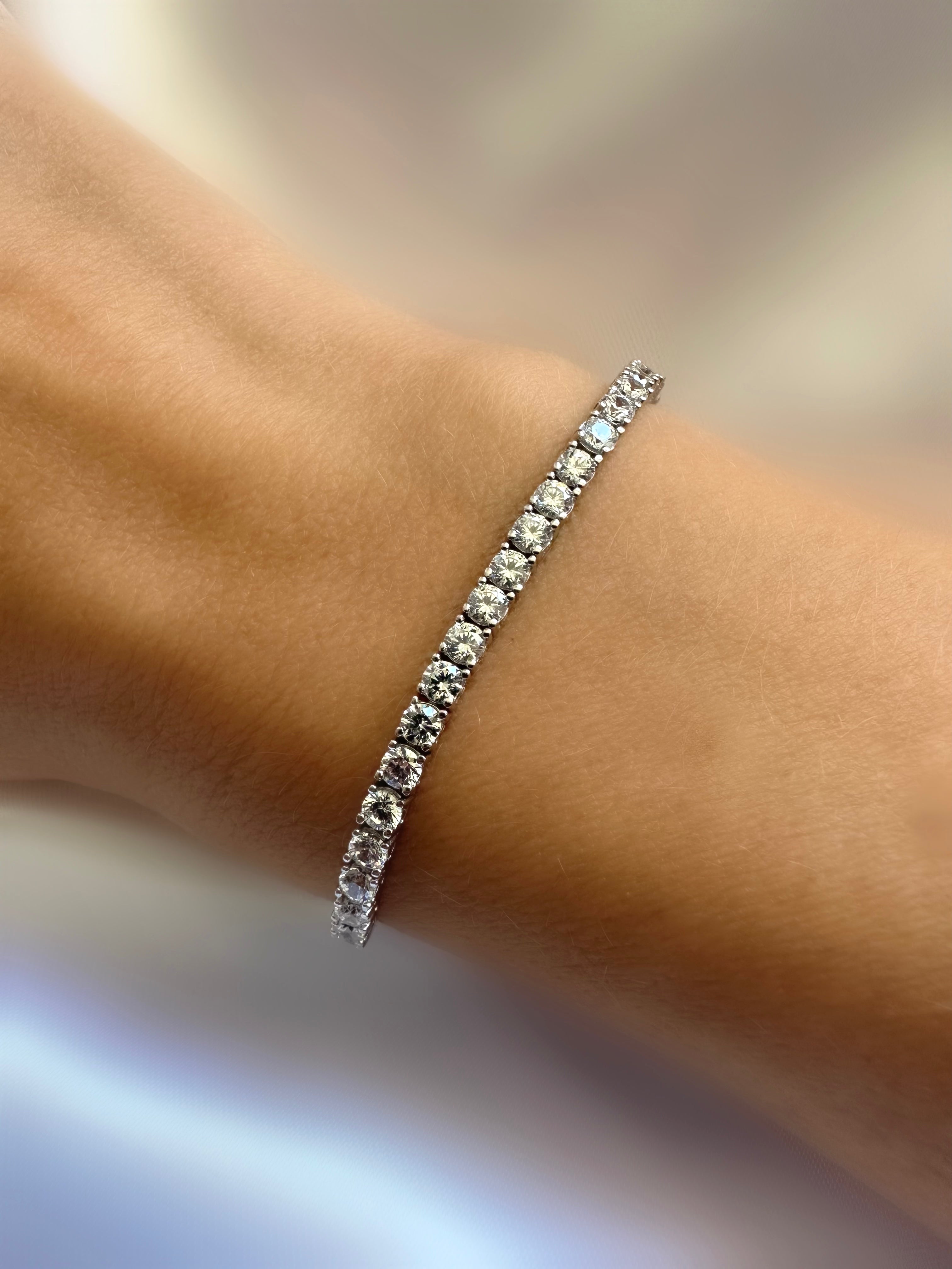 Classic Riviere Bracelet (3mm) (925 Silver)