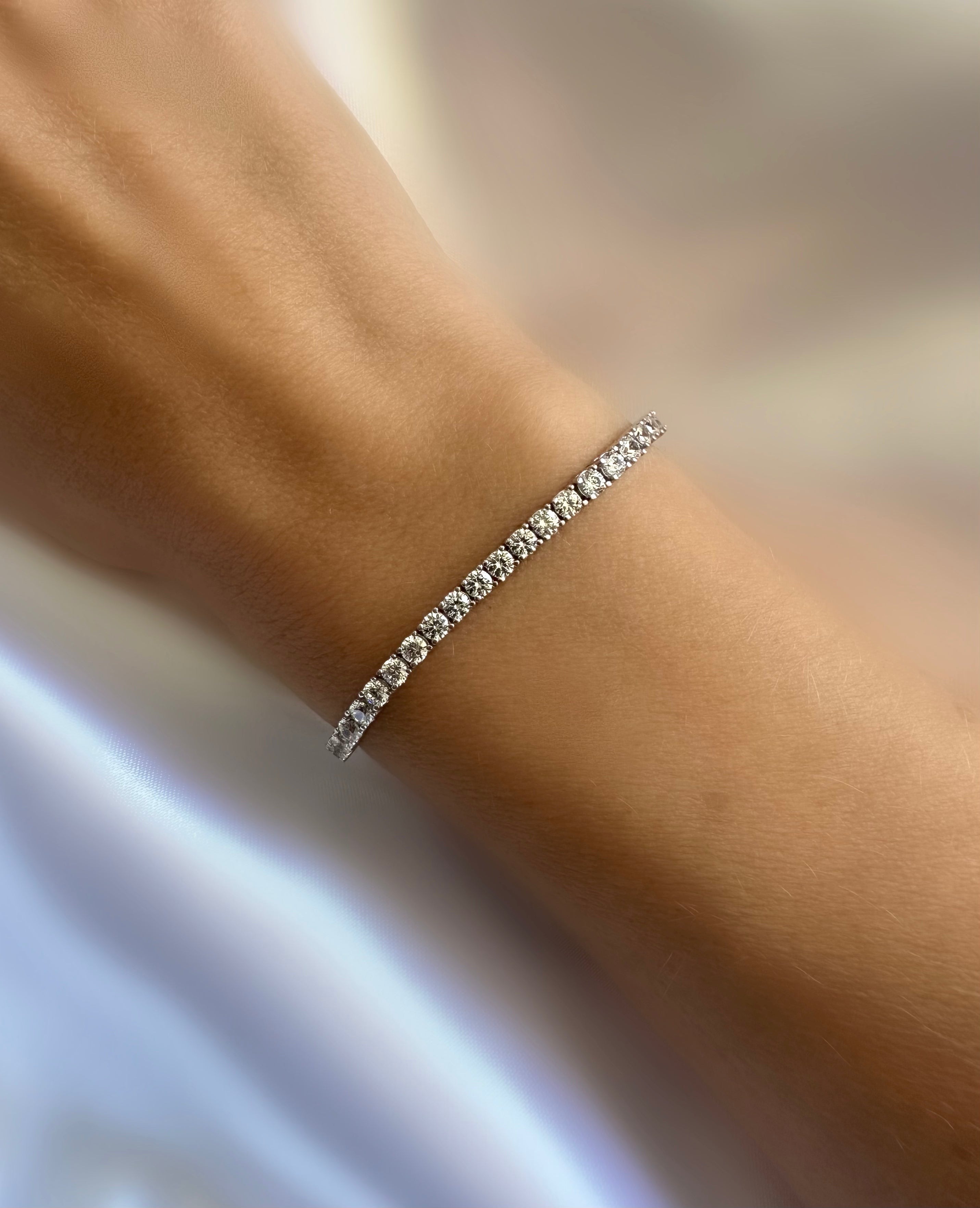Classic Riviere Bracelet (3mm) (925 Silver)