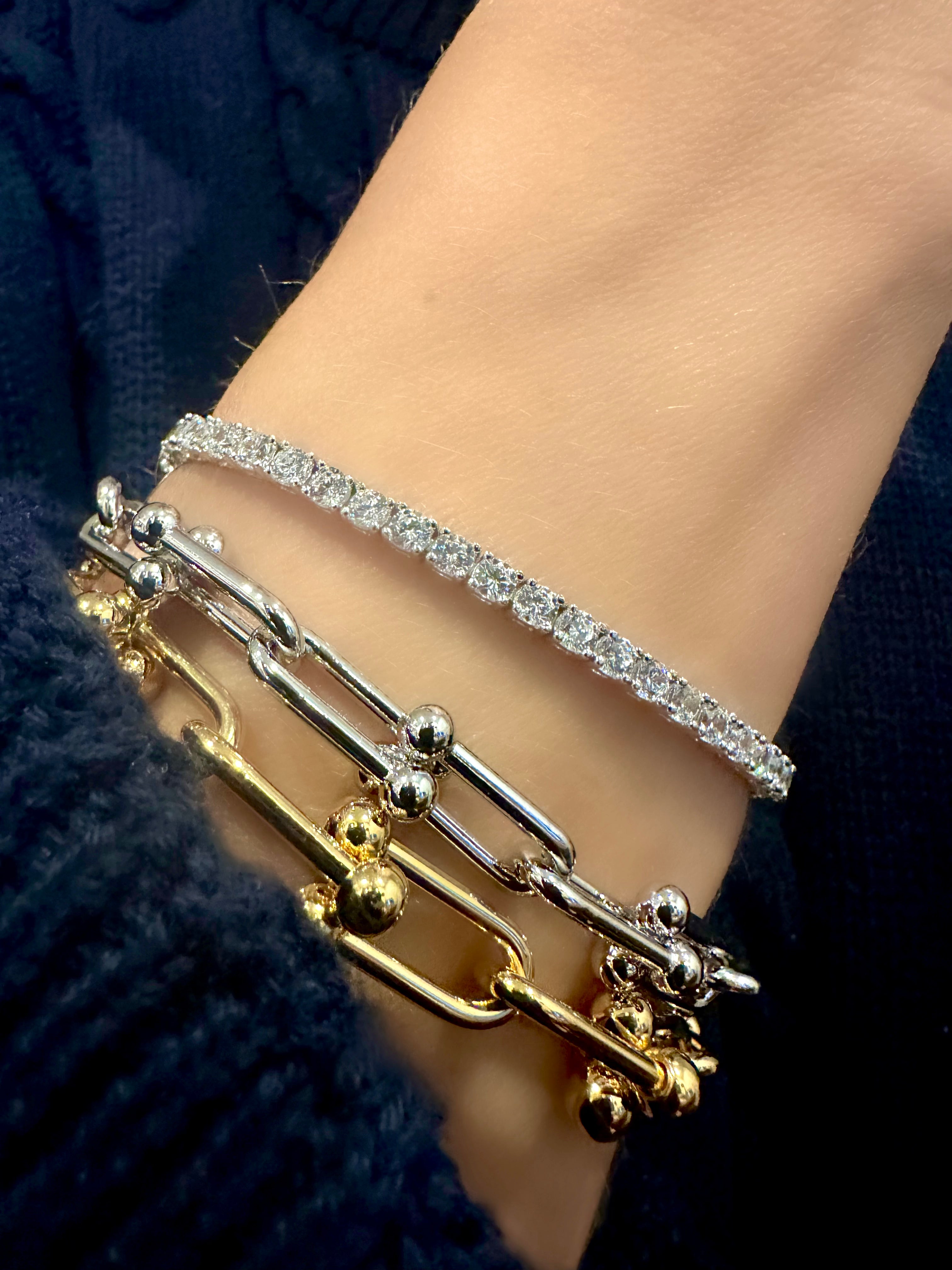 Classic Riviere Bracelet (3mm) (925 Silver)