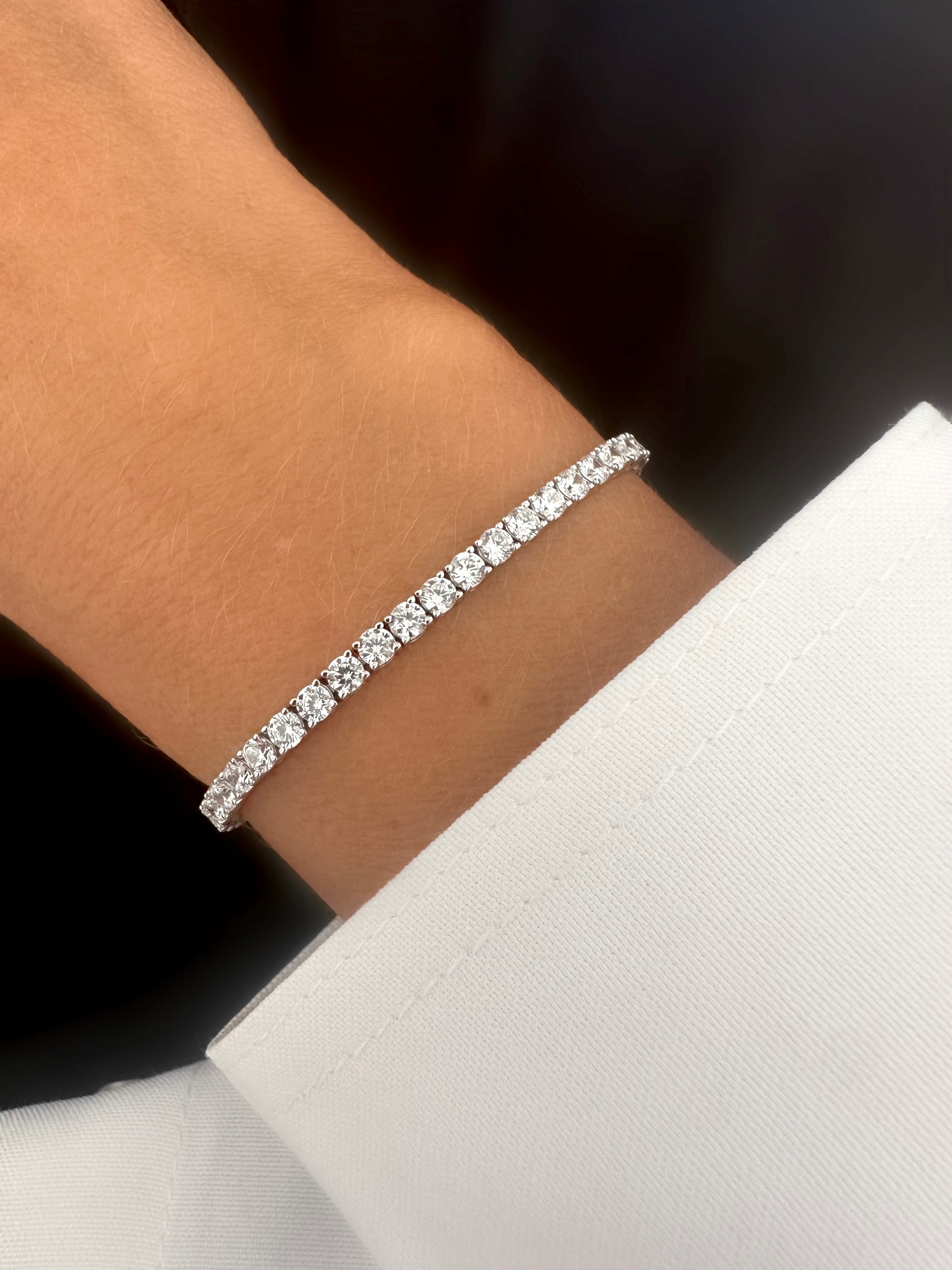 Classic Riviere Bracelet (3mm) (925 Silver)