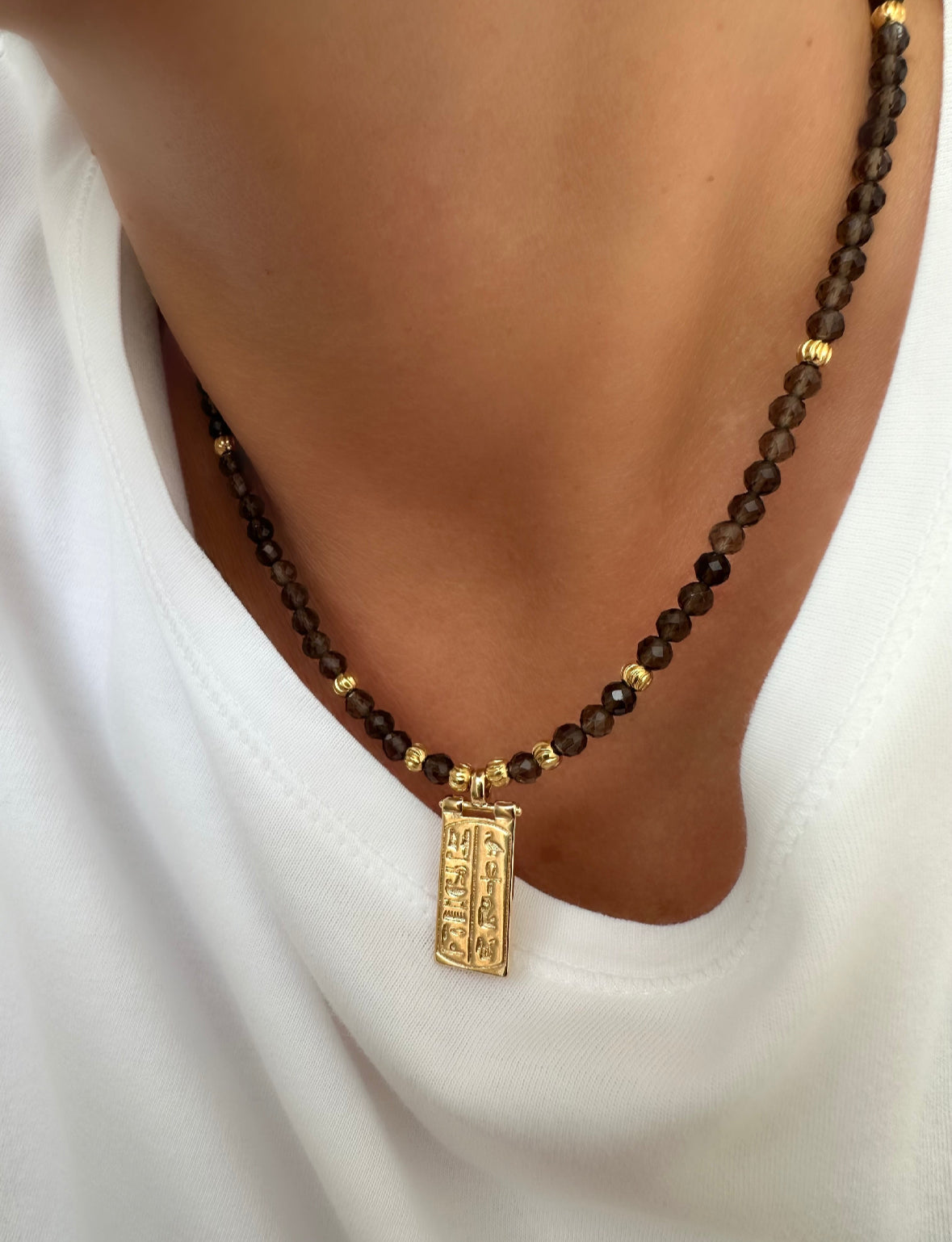 Collar Stones Faraón (Smoke Quartz)