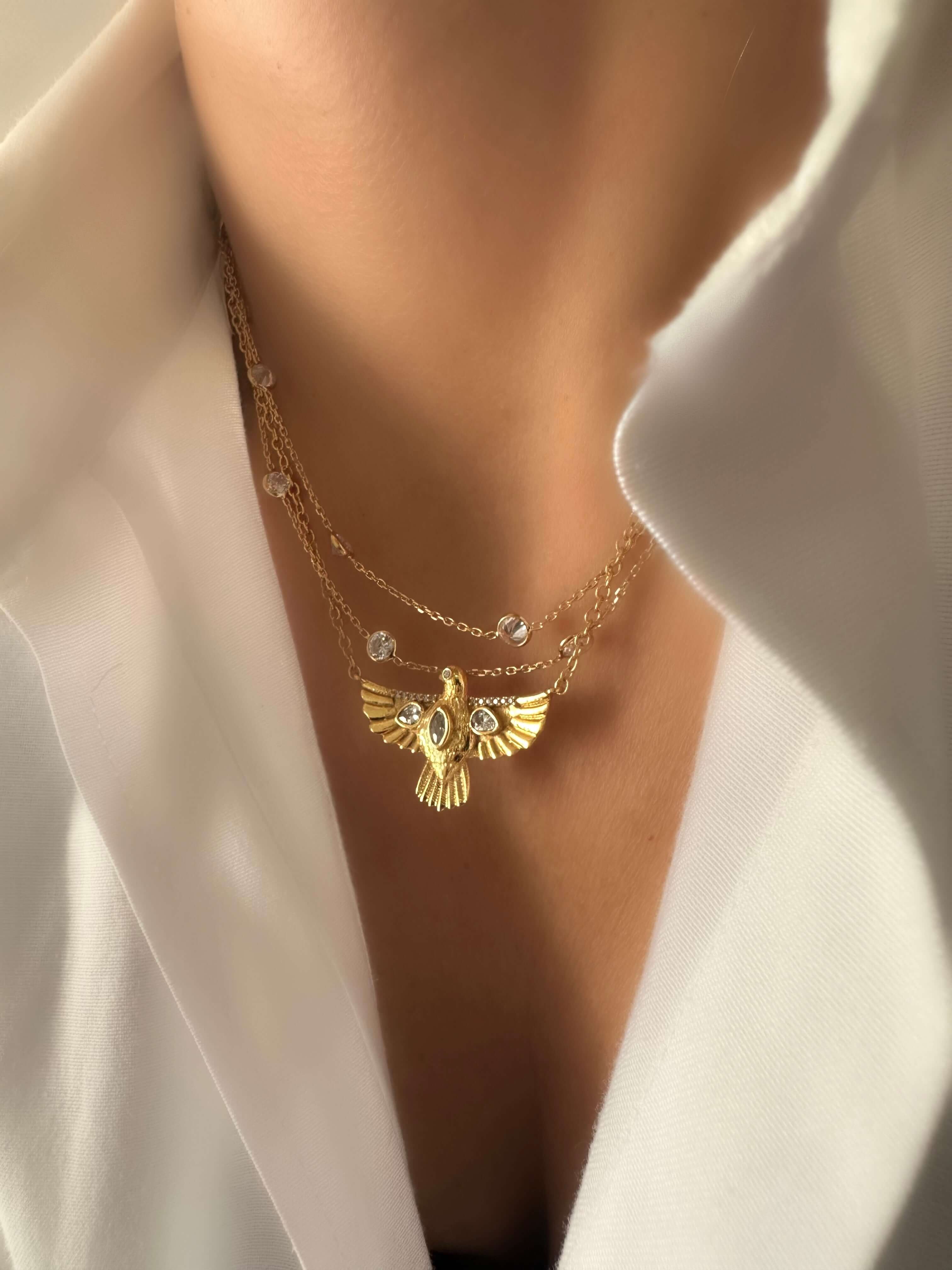 Salem Large Space Necklace (24k Gold Plated Silver)