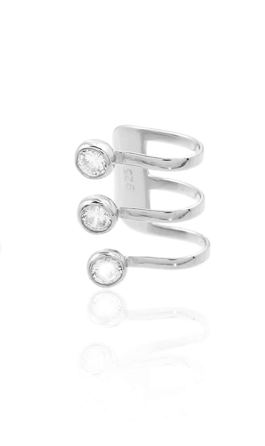 LE MARSHAND® - Joyería en plata 925, chapado en Oro 24K - Cuff Lux Triple circonitas (Plata 925) - Diseños propios - Brazaletes, pulseras, collares y pendientes - Joyería online - Mallorca