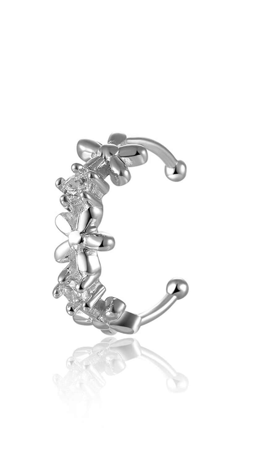LE MARSHAND® - Joyería en plata 925, chapado en Oro 24K - Cuff Flor y Solitario (Plata 925) - Diseños propios - Brazaletes, pulseras, collares y pendientes - Joyería online - Mallorca