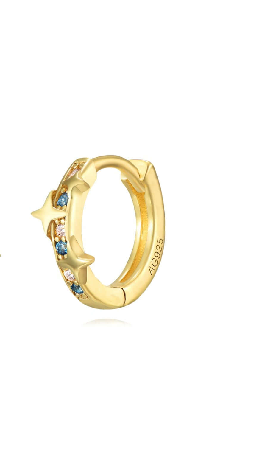 Blue Zig Stars Mini Earring (Gold Plated Silver)