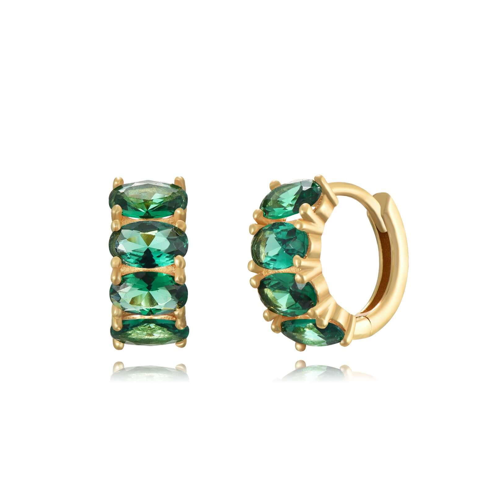Le Marshand® - Joyería en plata 925, chapado en Oro 24K - Arito Eggys Verde (Plata bañada oro) - Diseños propios - Brazaletes, pulseras, collares y pendientes - Joyería online - Mallorca