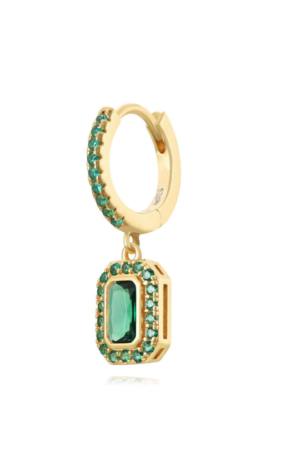 Le Marshand® - Joyería en plata 925, chapado en Oro 24K - Arito Broche verde - Diseños propios - Brazaletes, pulseras, collares y pendientes - Joyería online - Mallorca