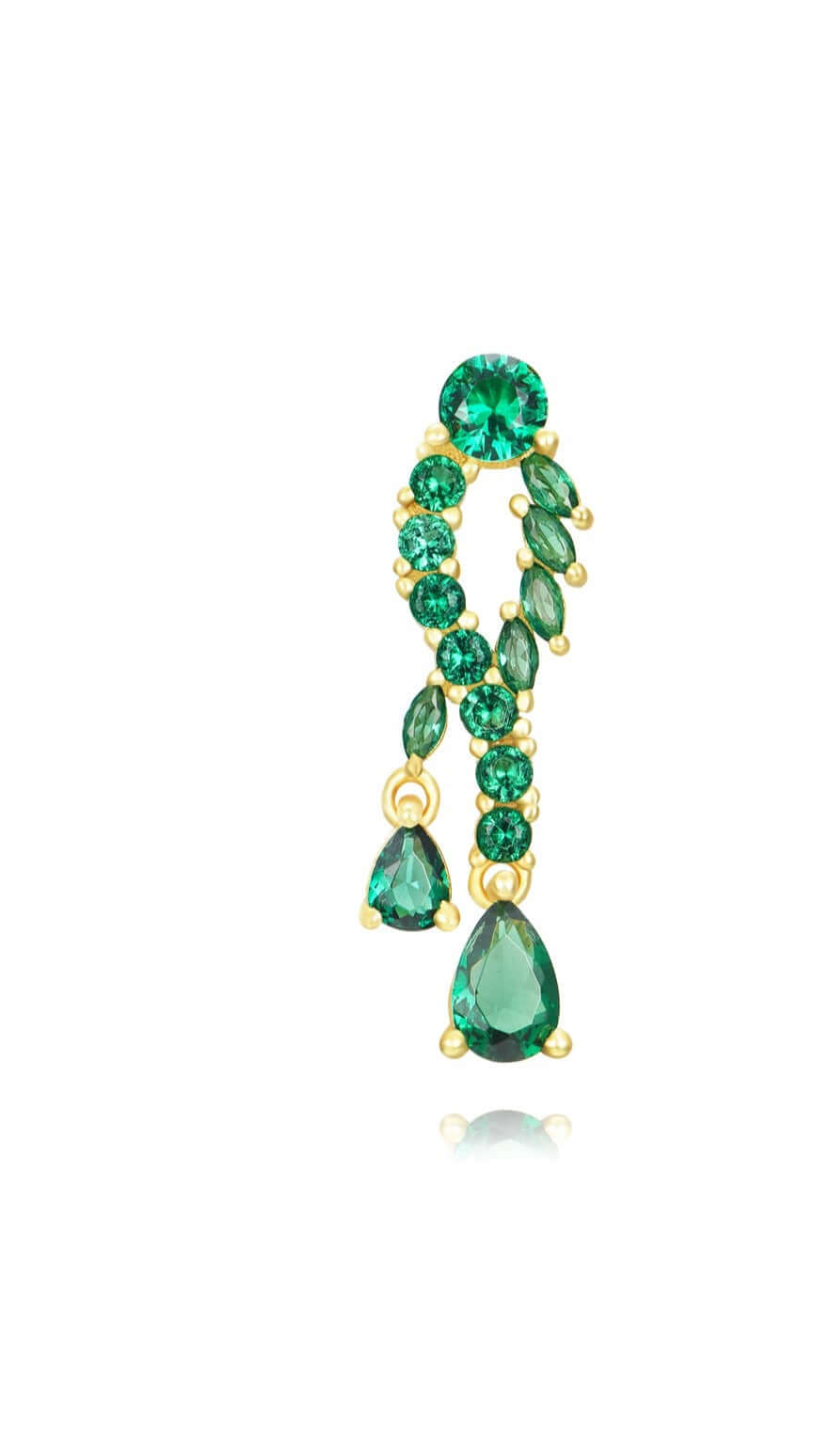 Le Marshand® - Joyería en plata 925, chapado en Oro 24K - Pendiente Alone 29 Ballet (Verde) (Plata bañada oro) - Diseños propios - Brazaletes, pulseras, collares y pendientes - Joyería online - Mallorca