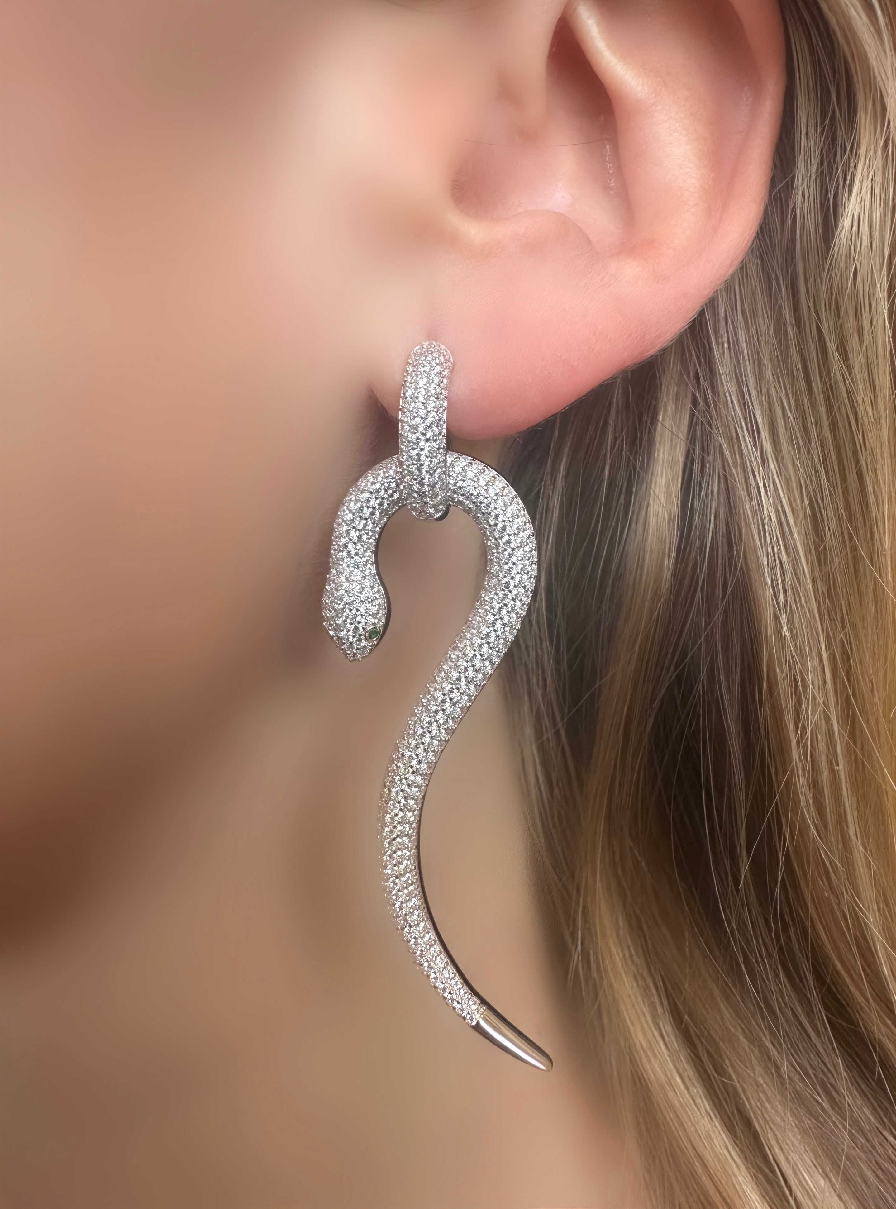 Large Snake Earrings (925 Silver)