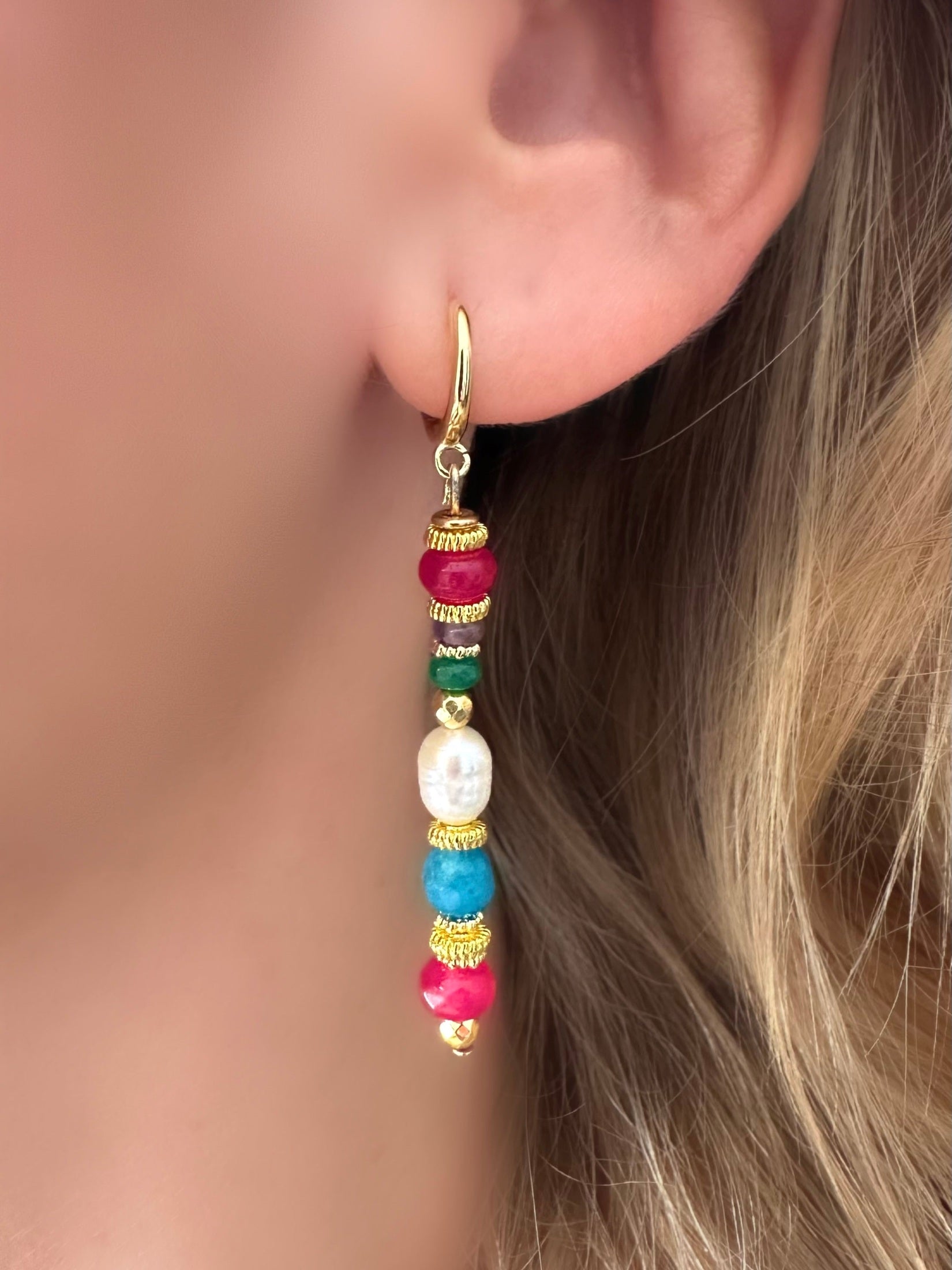 Messy Pearl Blue Earrings