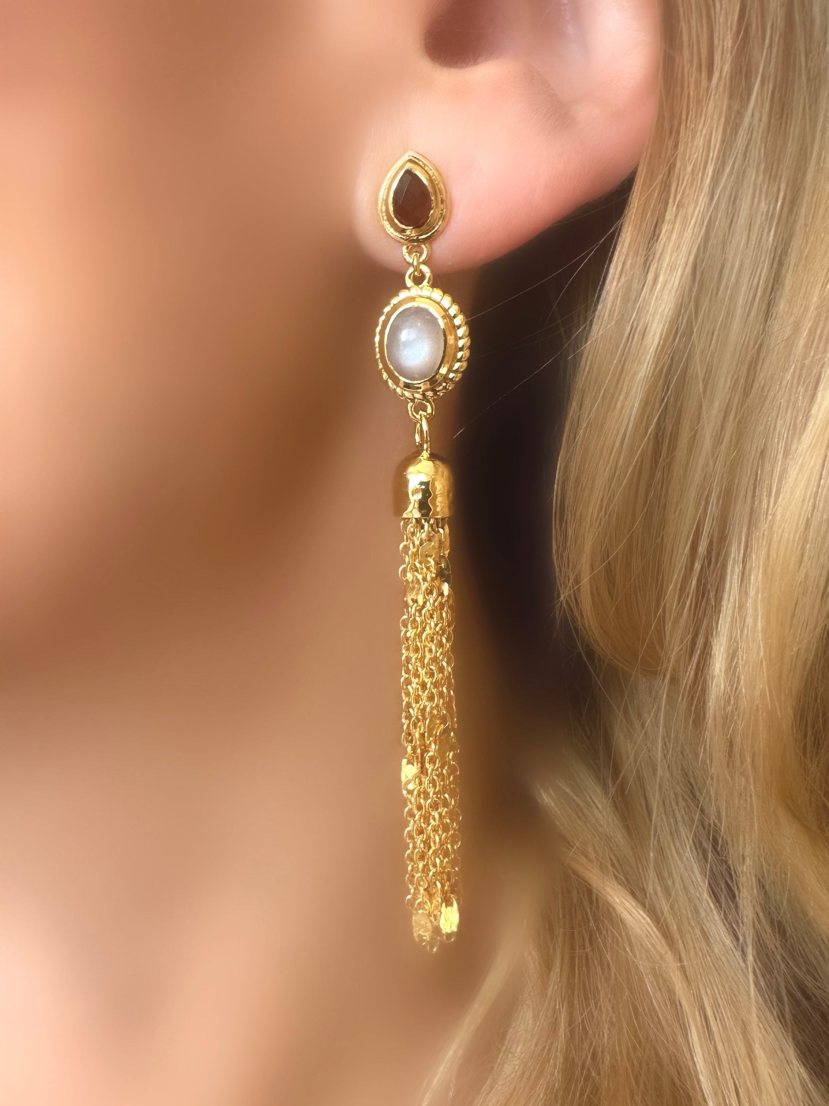 Sunrise Stone Earrings (Quartz and Rainbow stone)